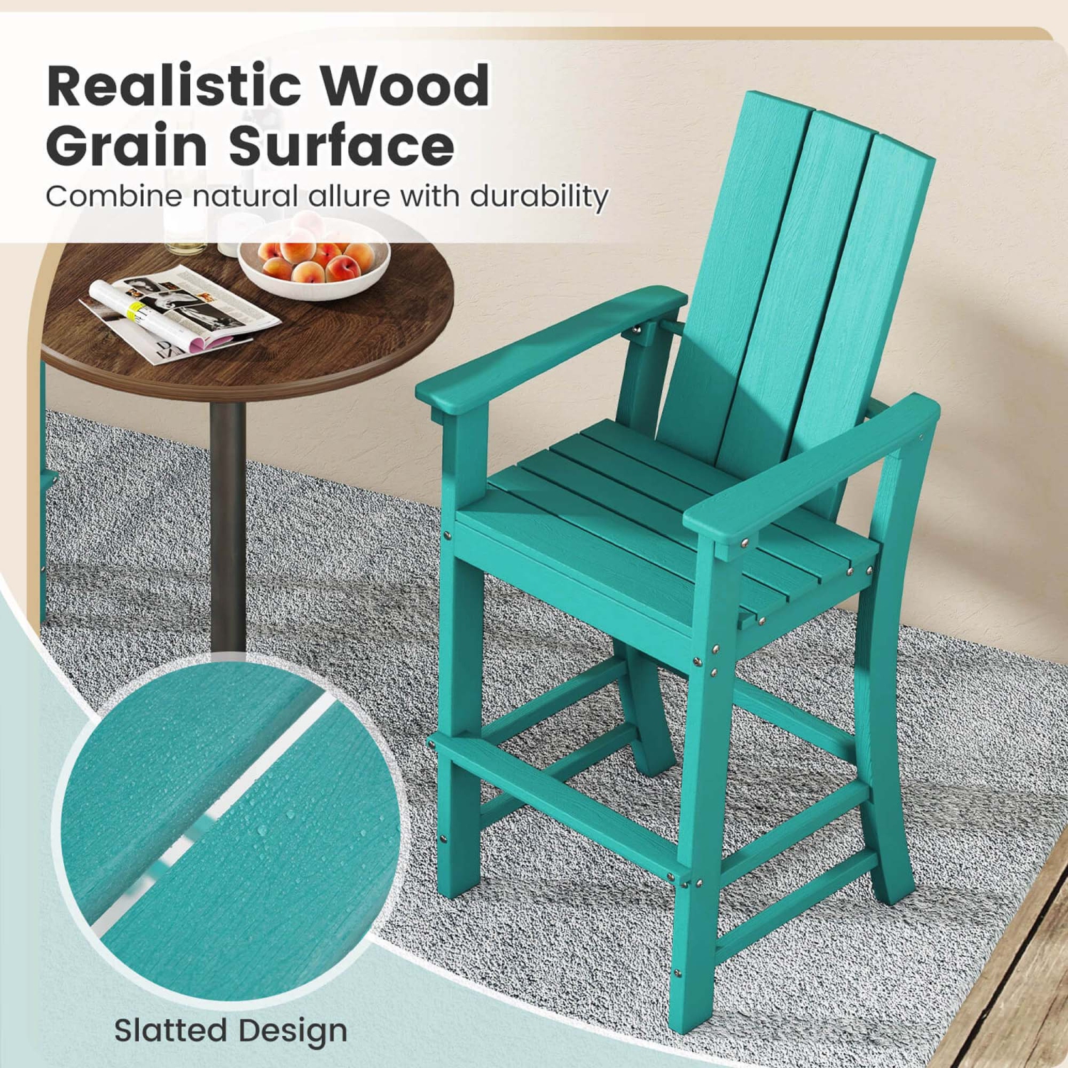 Costway Tall Adirondack Chair with Ergonomic Backrest Armrests & Footrest for Backyard