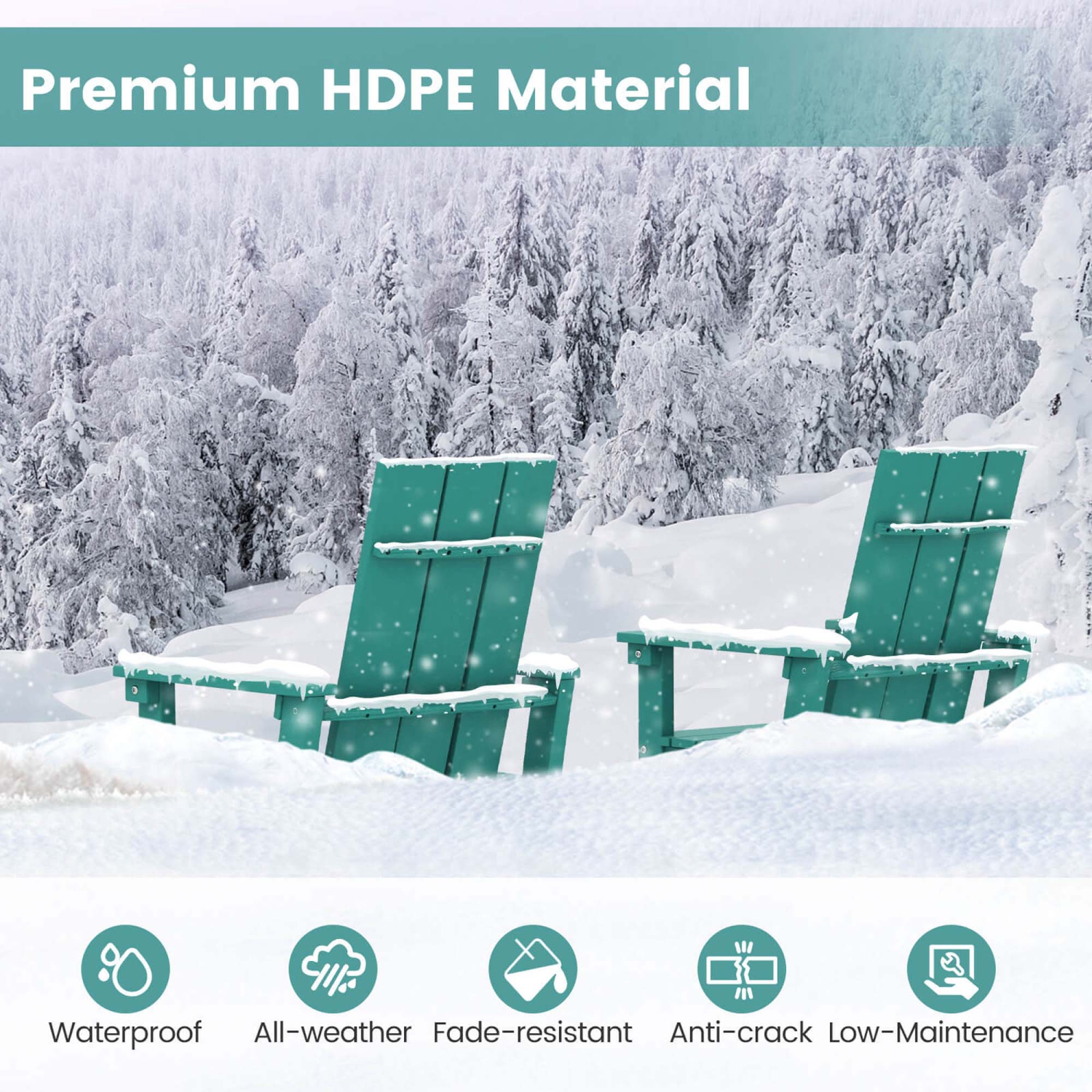 Costway Tall Adirondack Chair with Ergonomic Backrest Armrests & Footrest for Backyard