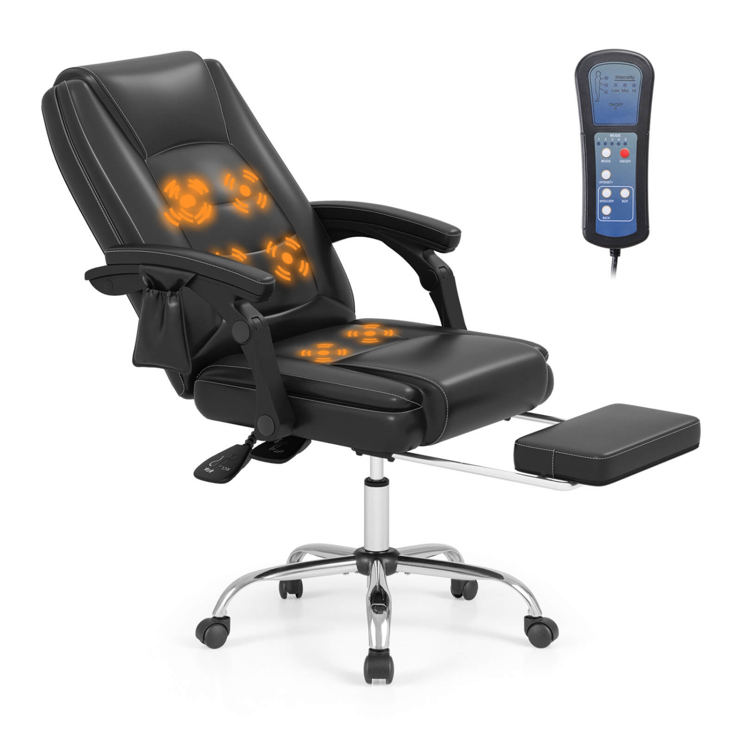 Costway Massage Adjustable Executive Chair 400 LBS Big & Tall Office Chair Black