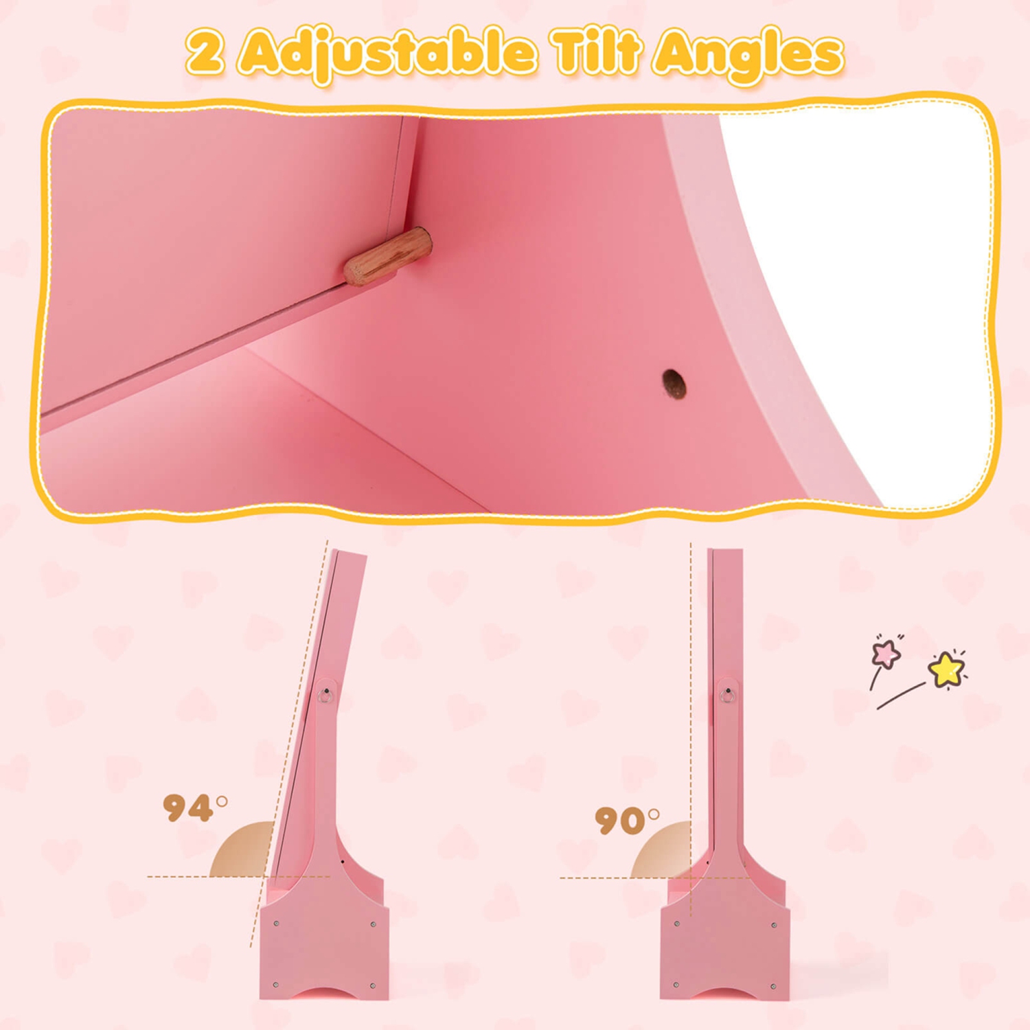 Armoire à bijoux pour enfants avec tiroir à miroir pleine longueur à 2 angles d'inclinaison ajustables de Costway