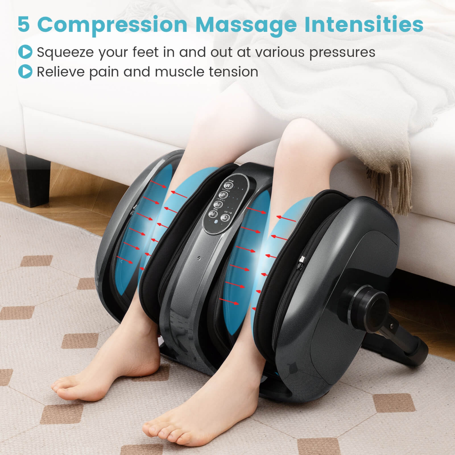 Costway Foot & Calf Massager Vibration Compression Electric Leg Massager Machine with Heat