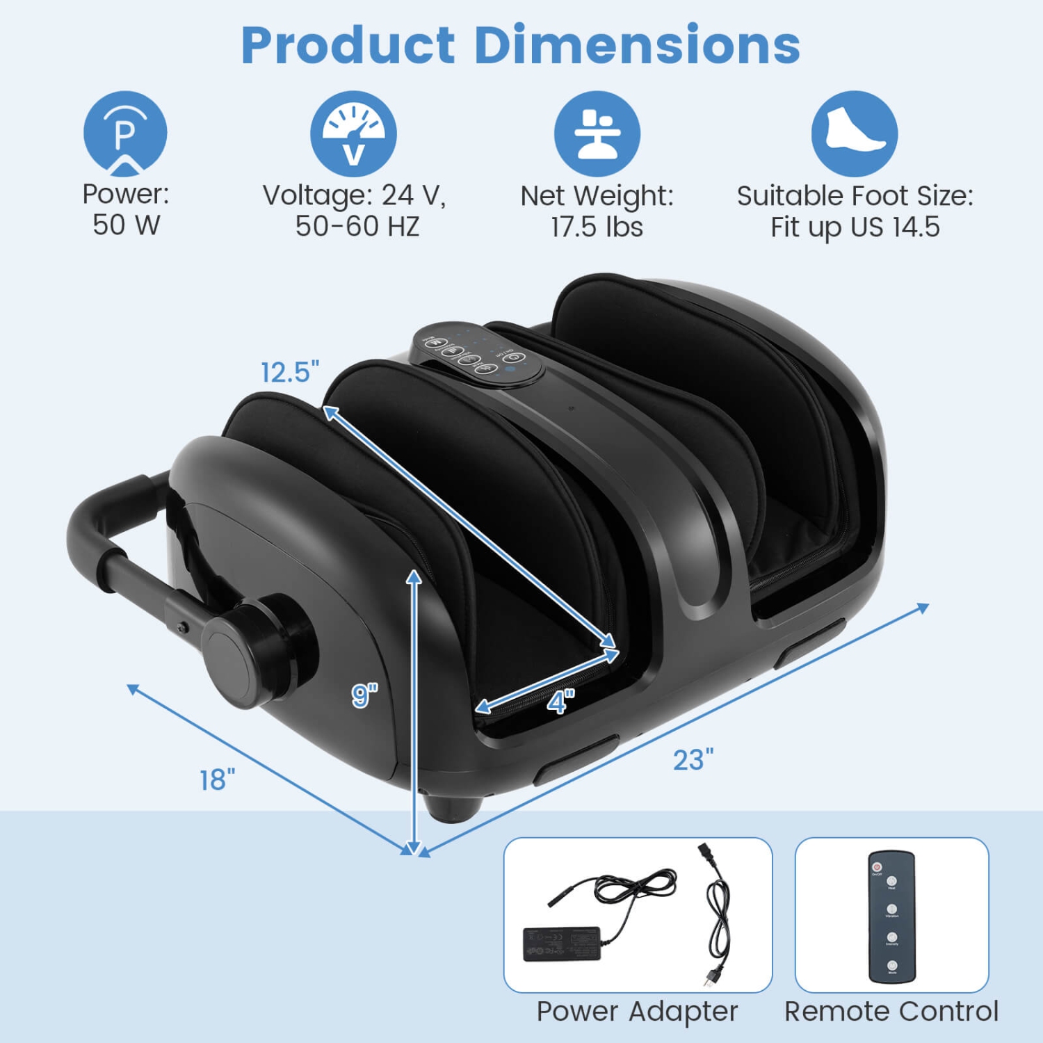 Costway Foot & Calf Massager Vibration Compression Electric Leg Massager Machine with Heat