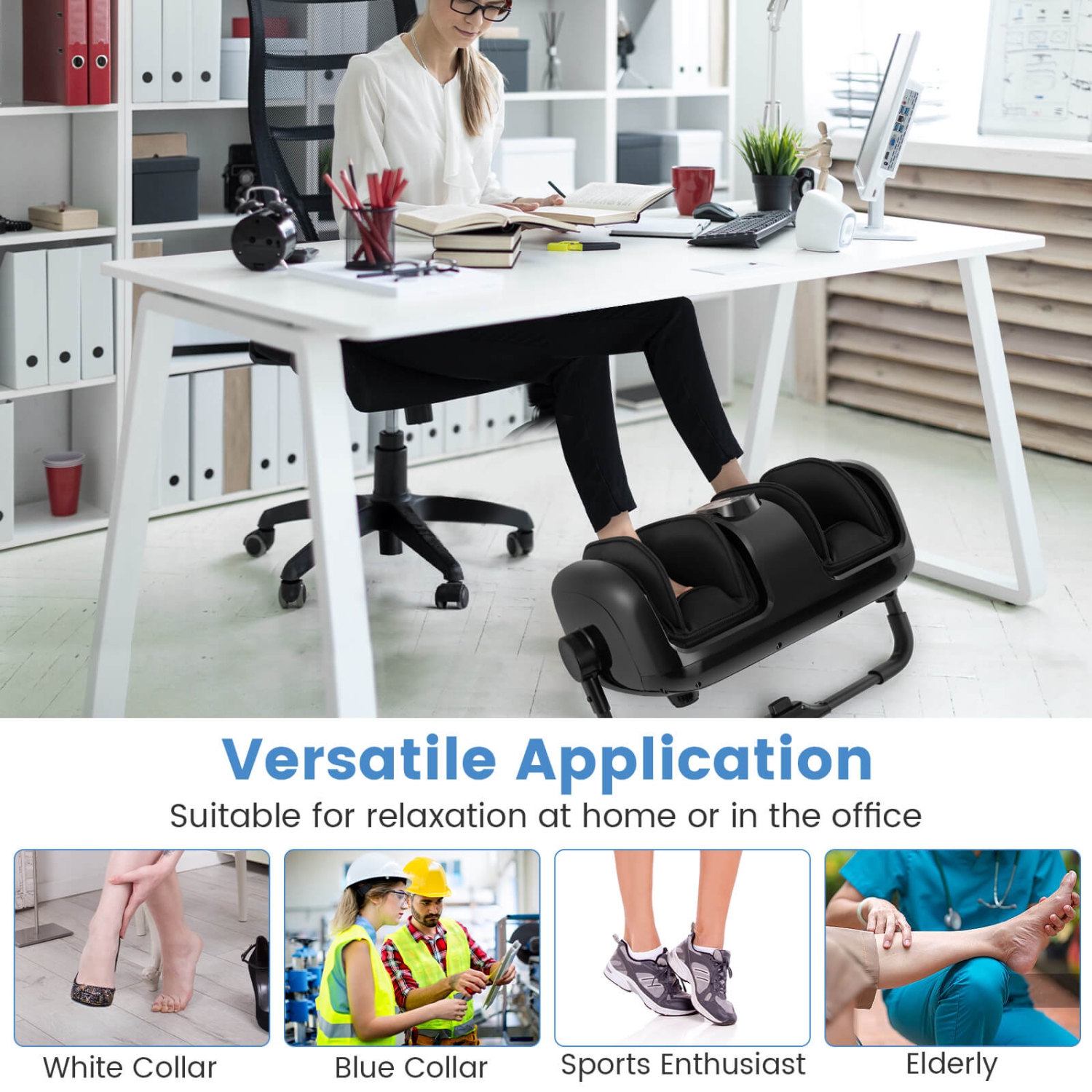 Costway Foot & Calf Massager Vibration Compression Electric Leg Massager Machine with Heat