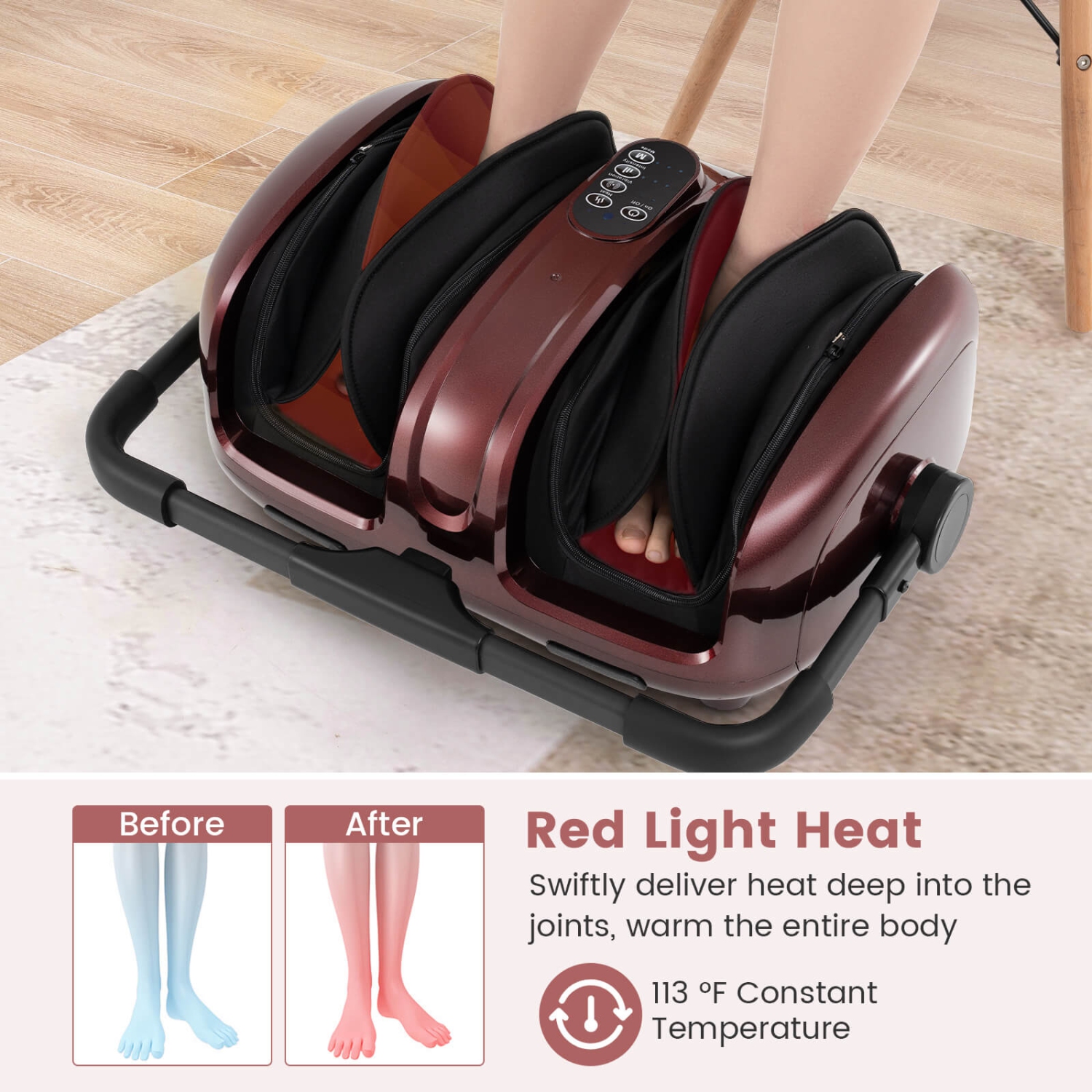 Costway Foot & Calf Massager Vibration Compression Electric Leg Massager Machine with Heat