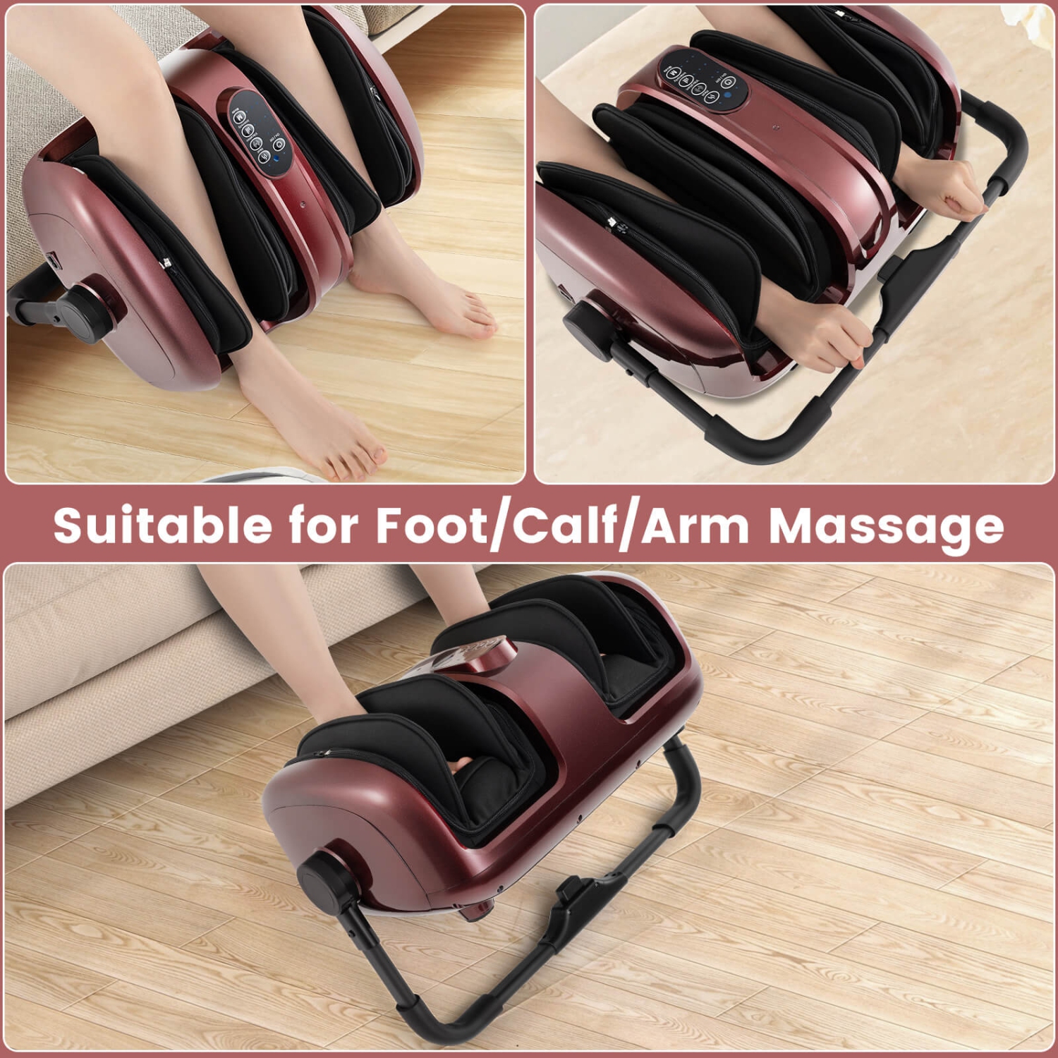 Costway Foot & Calf Massager Vibration Compression Electric Leg Massager Machine with Heat