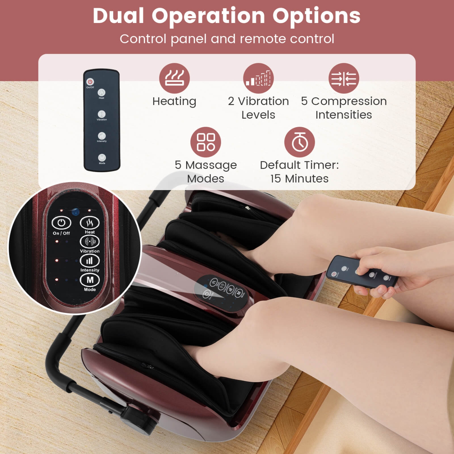 Costway Foot & Calf Massager Vibration Compression Electric Leg Massager Machine with Heat