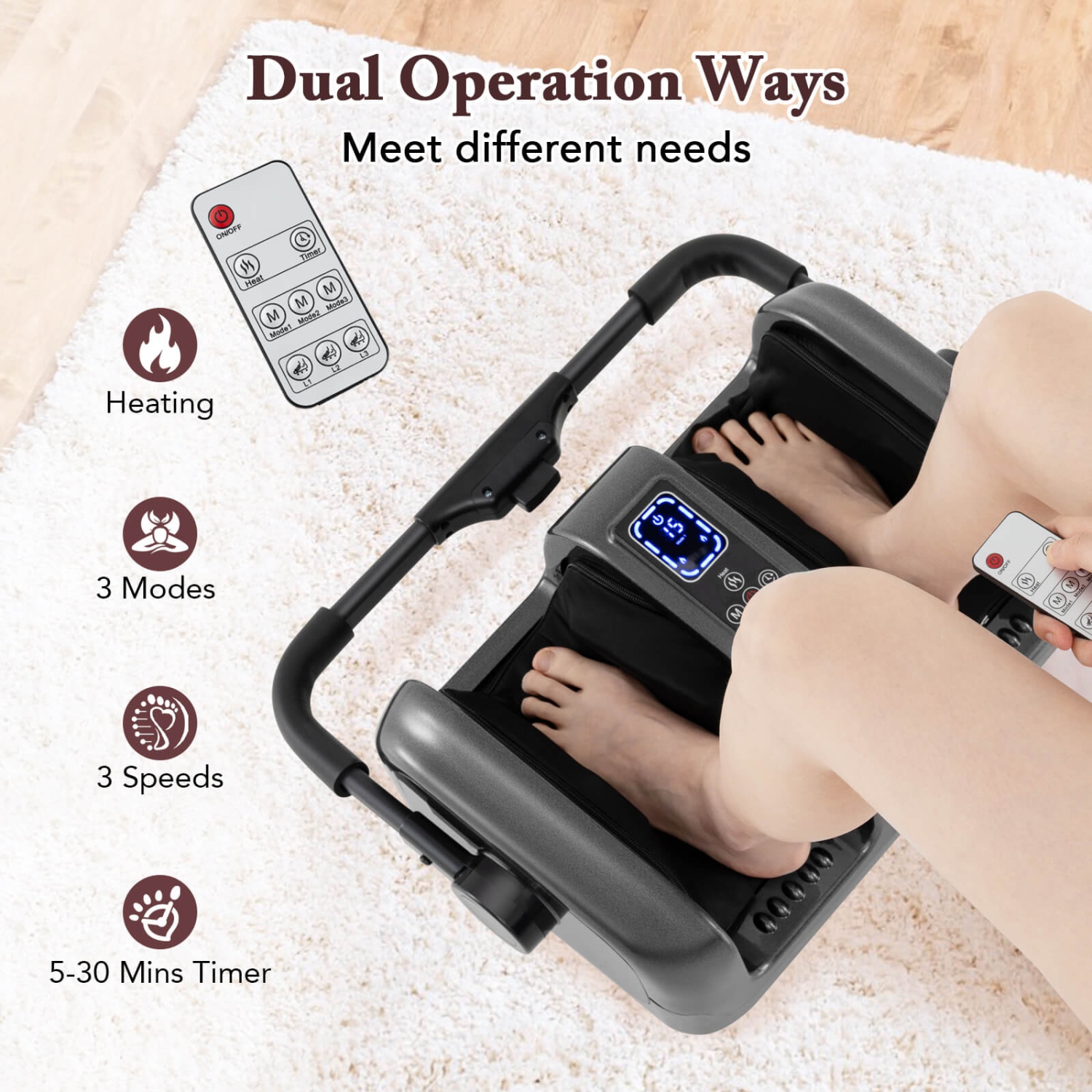 Costway Foot & Calf Massager Deep Kneading Shiatsu Massager Machine with Heat