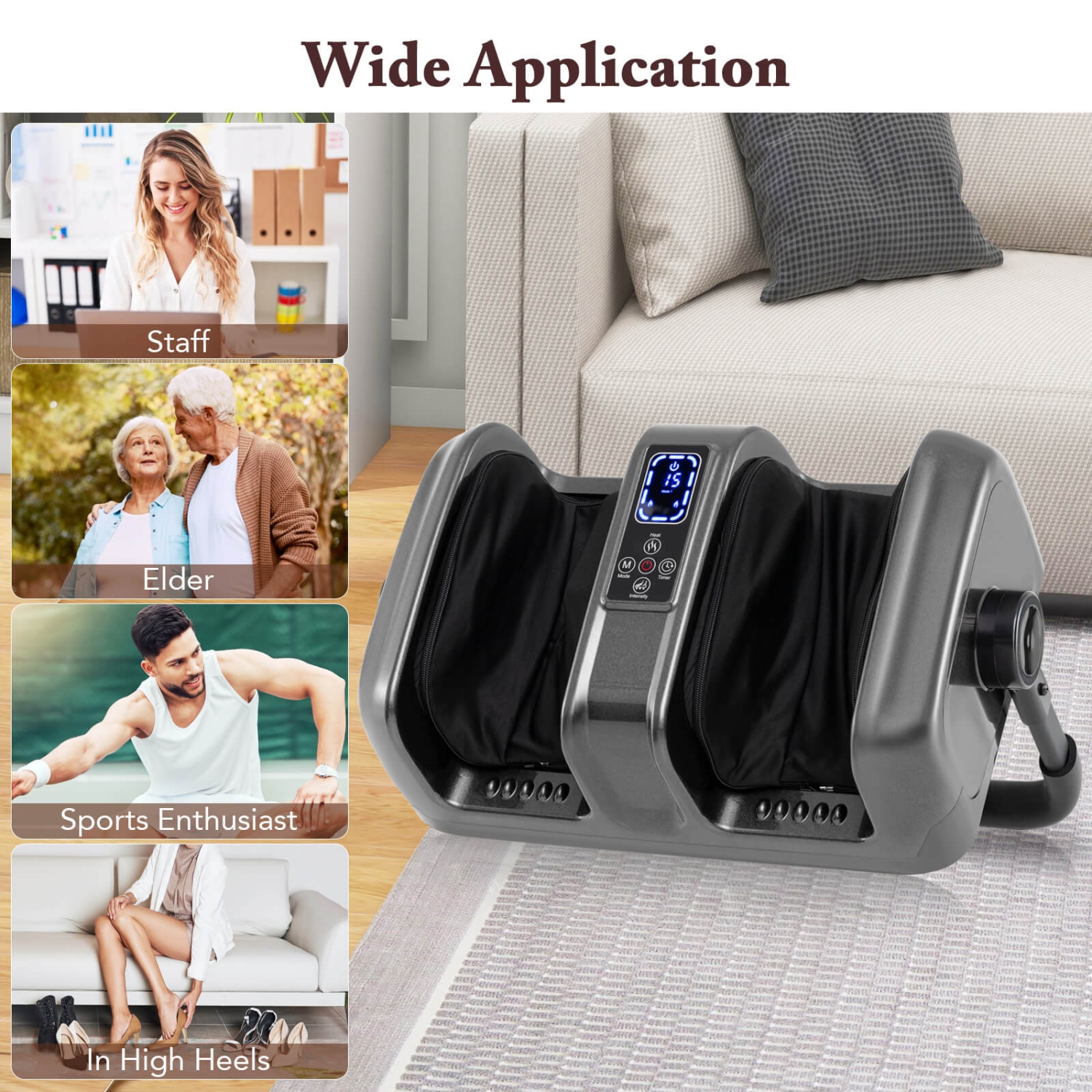 Costway Foot & Calf Massager Deep Kneading Shiatsu Massager Machine with Heat