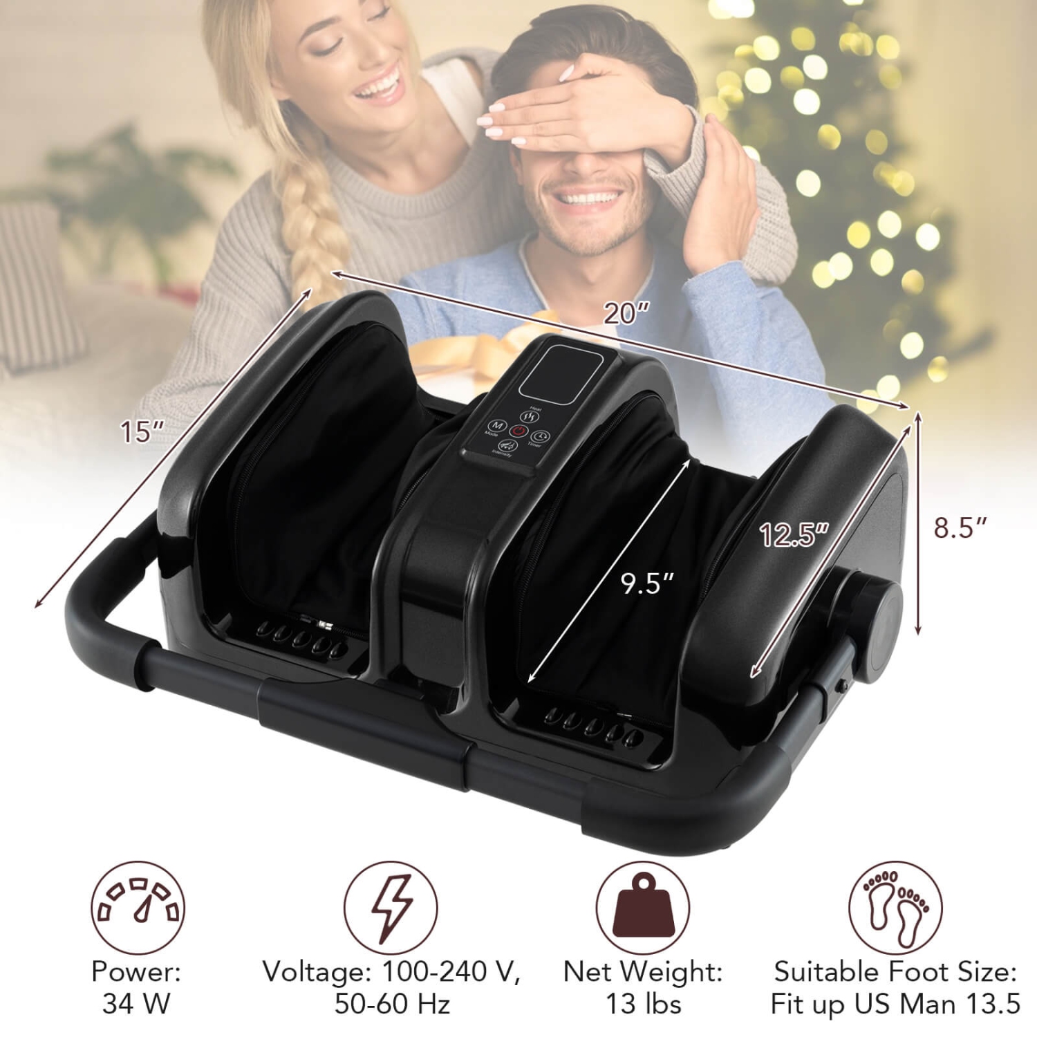 Appareil de massage shiatsu pour massage des pieds et des mollets de Costway avec chaleur