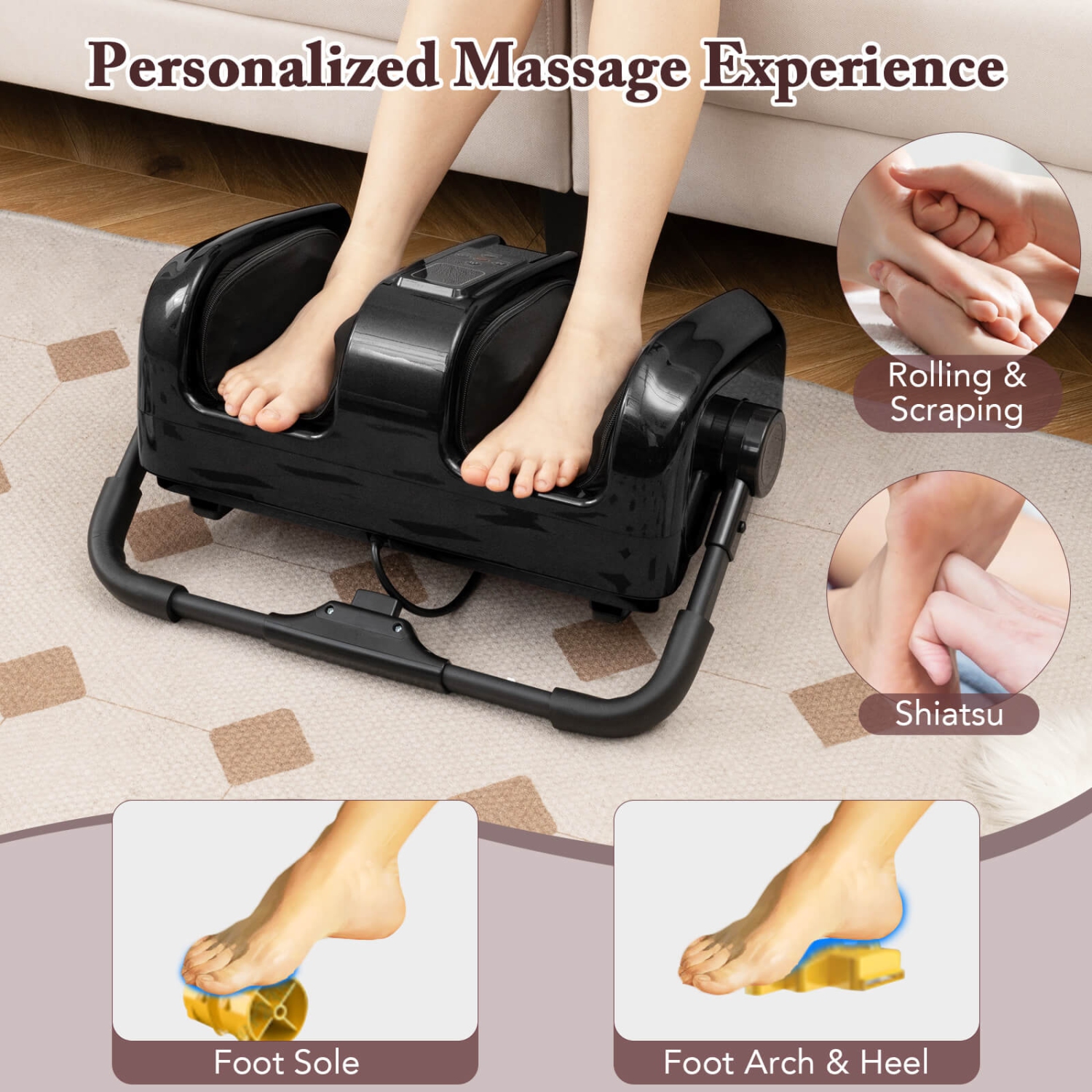Appareil de massage shiatsu pour massage des pieds et des mollets de Costway avec chaleur
