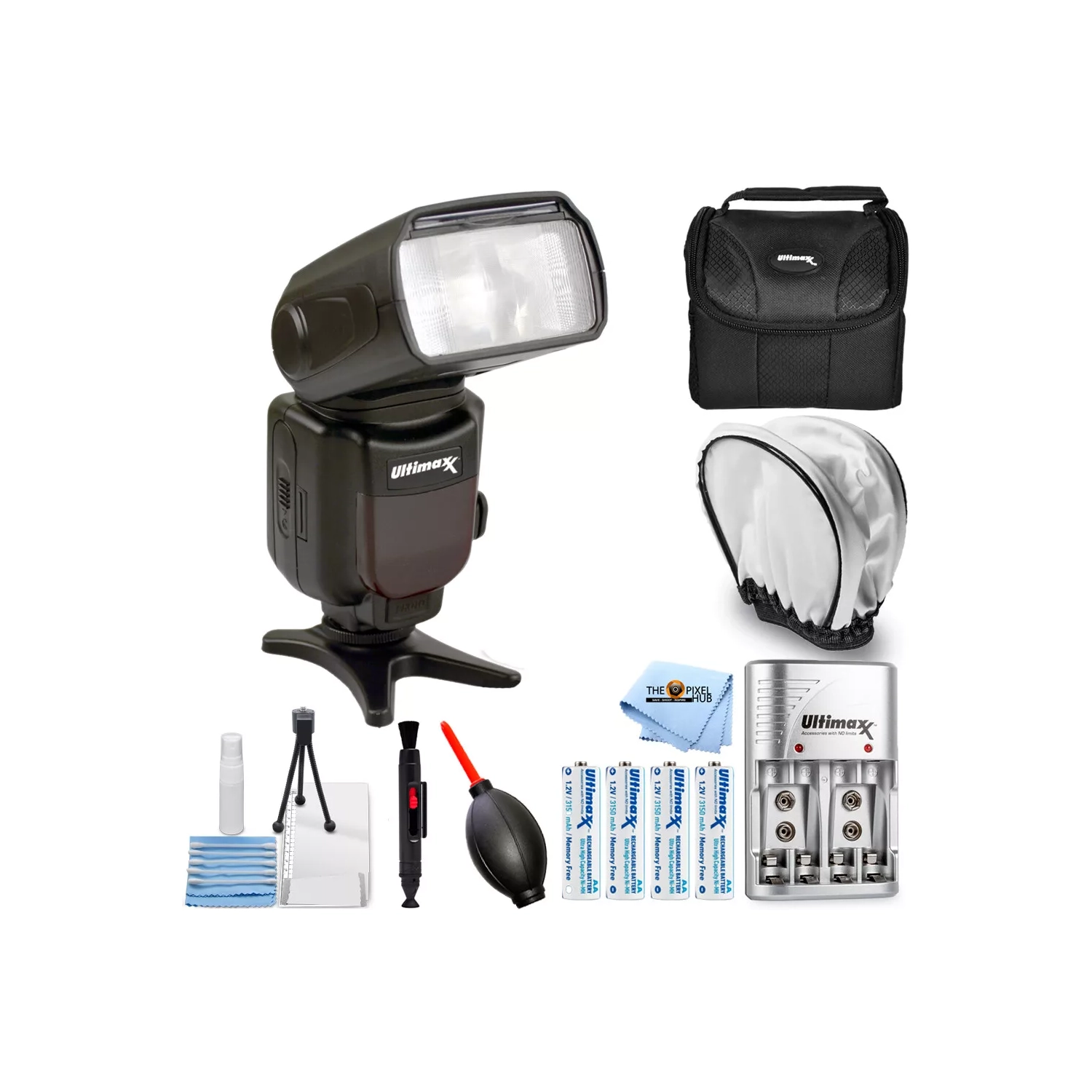 Universal Auto Flash w/ LCD Display by Ultimaxx - 8PC Accessory Bundle