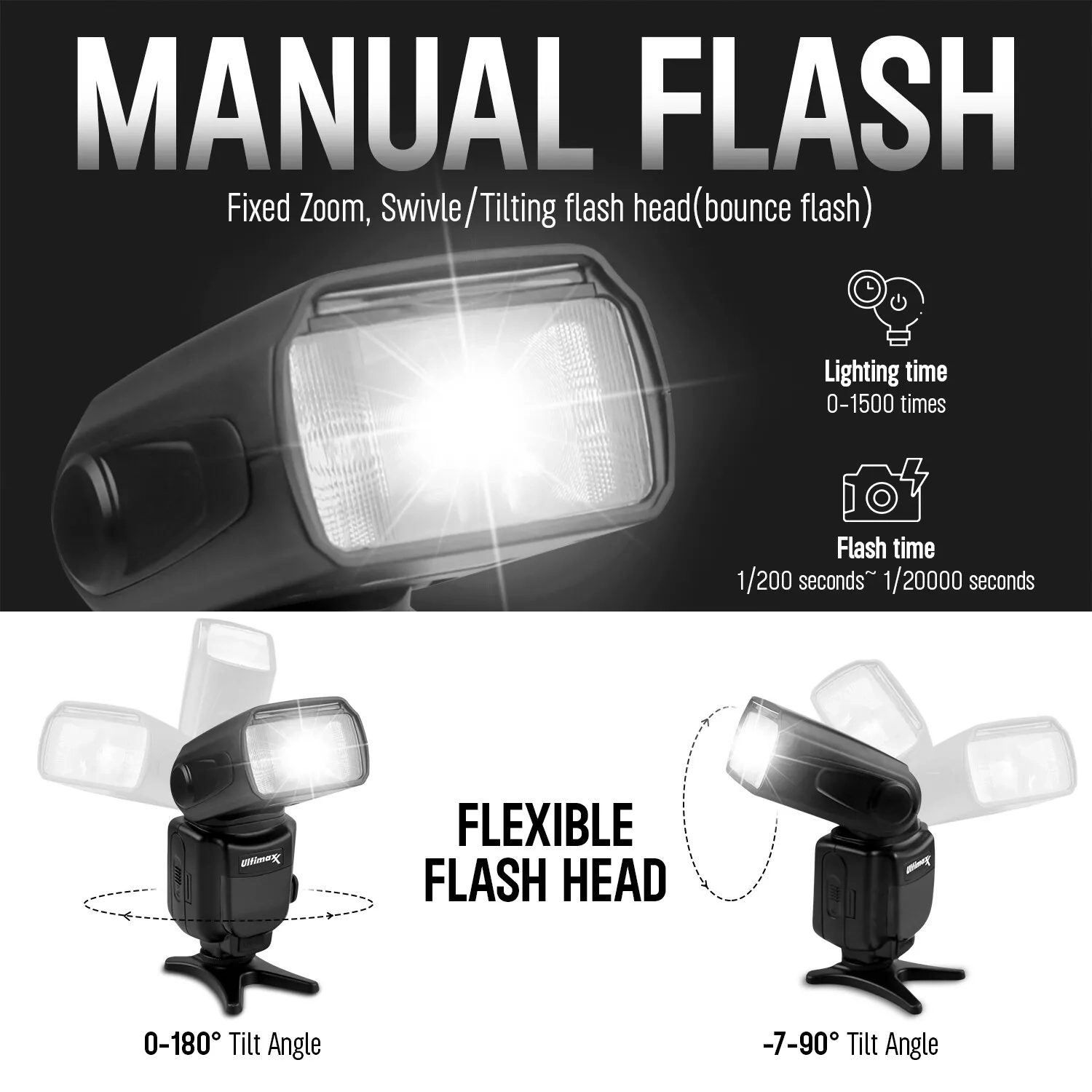 Universal Auto Flash w/ LCD Display by Ultimaxx - 8PC Accessory Bundle