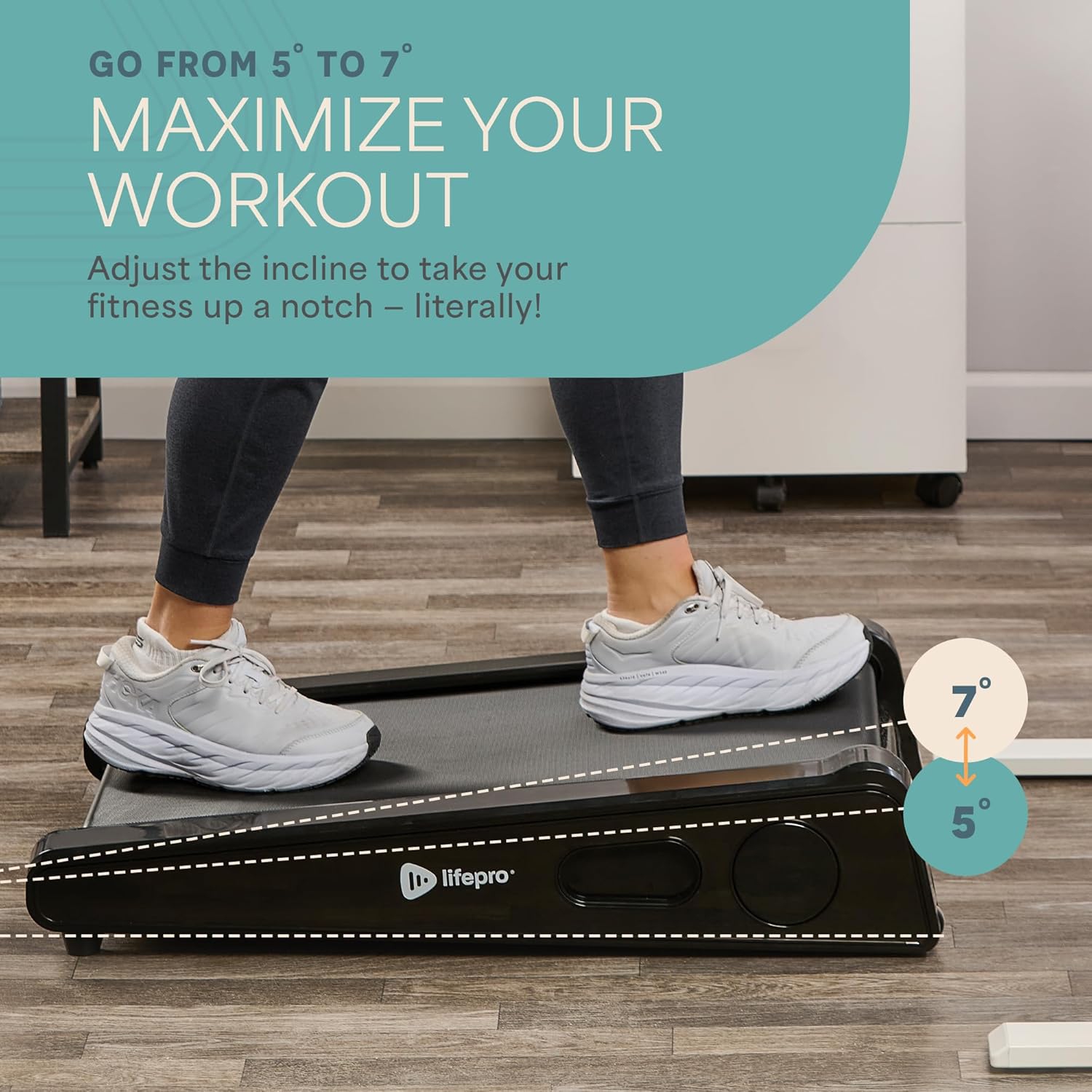 Lifepro Compact 30in Portable Walking Pad Treadmill – Adjustable Incline, Max Load 220lbs, 3MPH