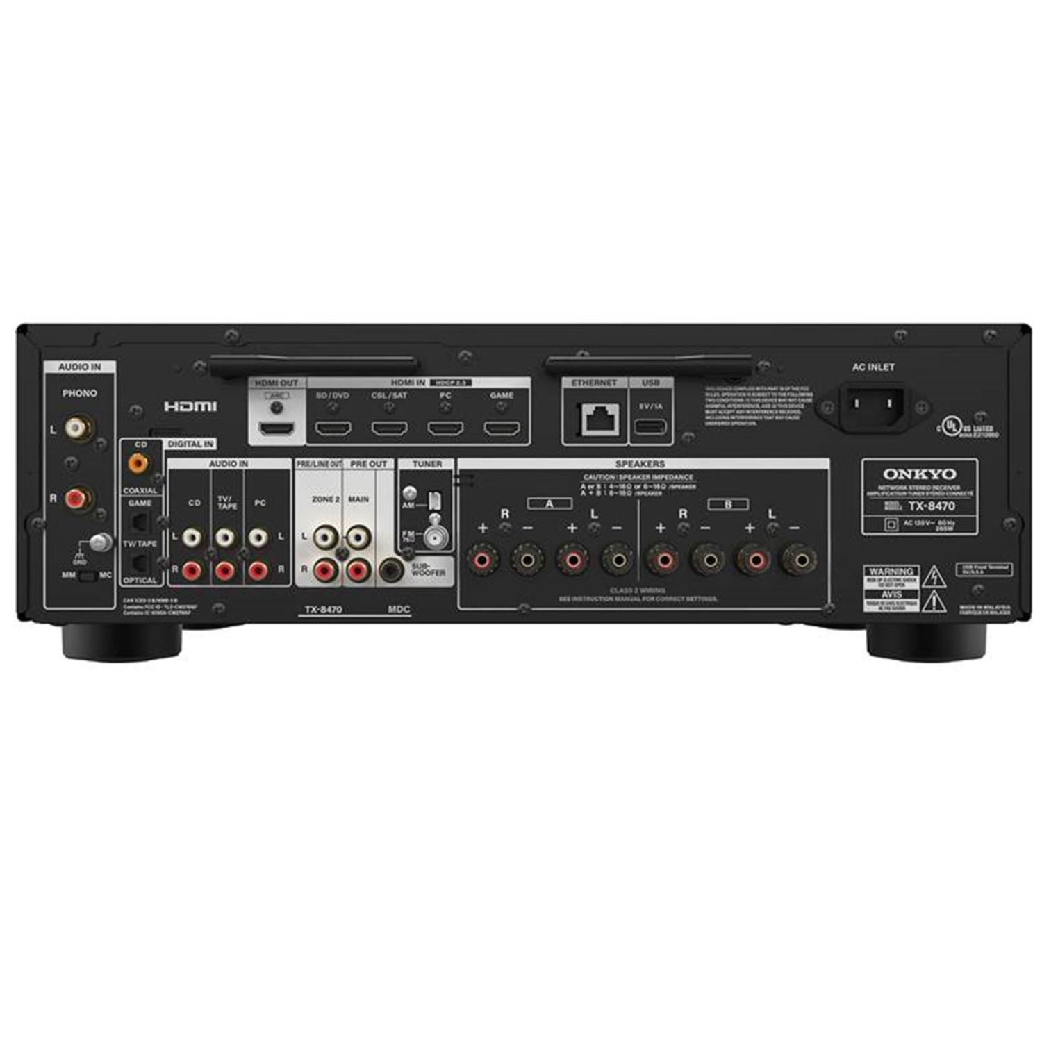 Onkyo TX-8470 2 Channel Network Stereo Receiver with Wi-Fi, Bluetooth, Phono, Hi-Res Audio & HDMI
