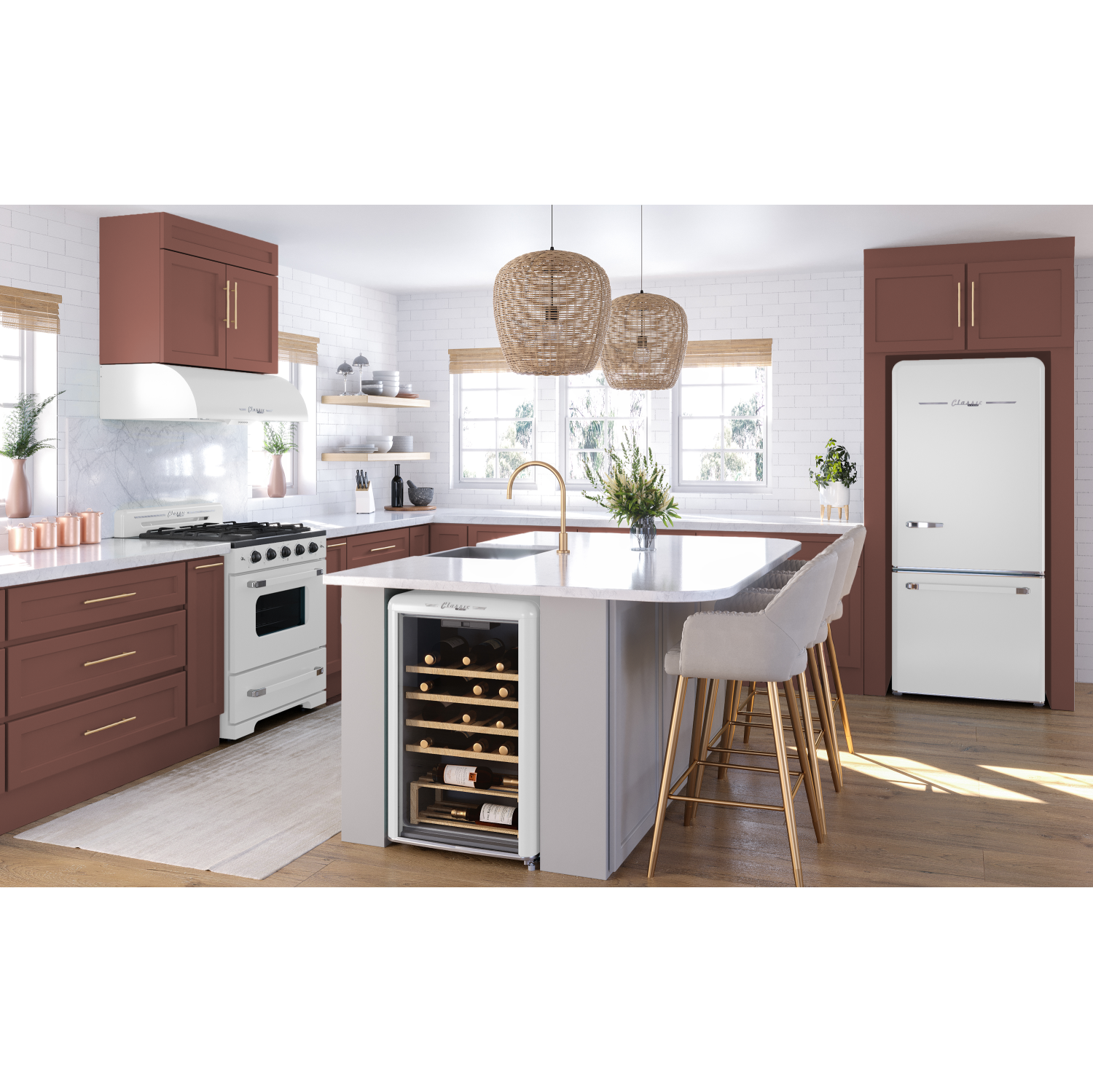 Unique Appliances&nbsp;Classic Retro 30-inch 17.7 cu. ft. Frost Free Bottom Freezer Counter Depth Refrigerator with Built-In Ice Maker in Marshmallow