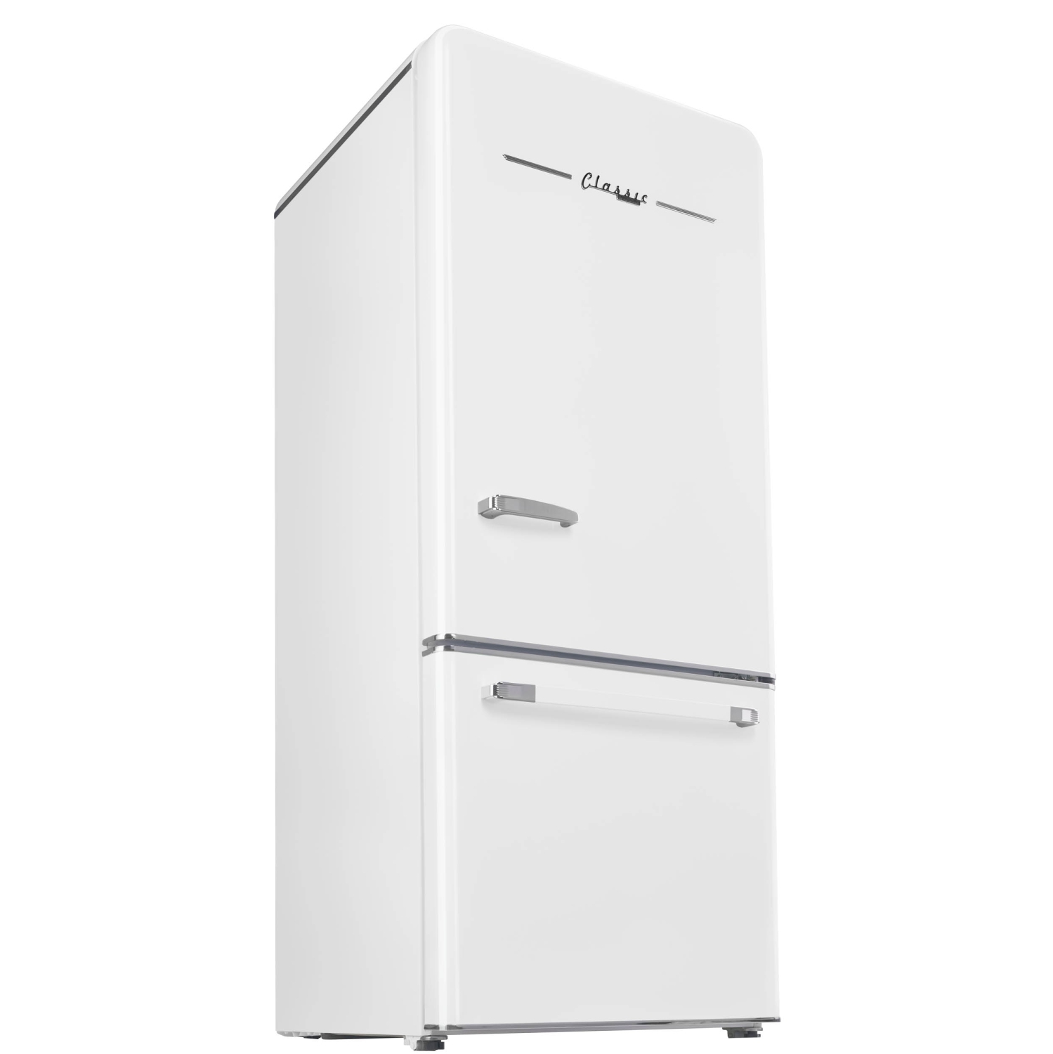 Unique Appliances&nbsp;Classic Retro 30-inch 17.7 cu. ft. Frost Free Bottom Freezer Counter Depth Refrigerator with Built-In Ice Maker in Marshmallow