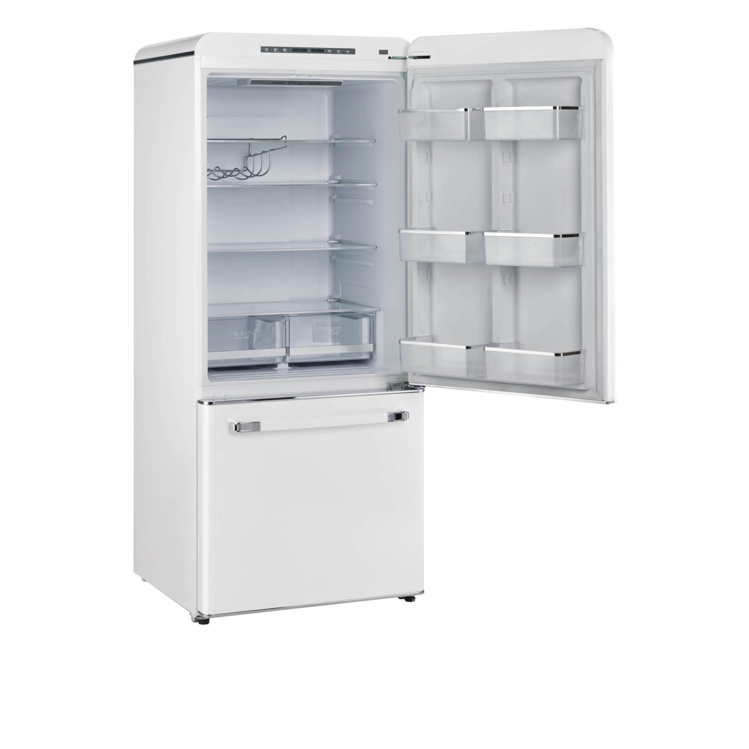 Unique Appliances&nbsp;Classic Retro 30-inch 17.7 cu. ft. Frost Free Bottom Freezer Counter Depth Refrigerator with Built-In Ice Maker in Marshmallow