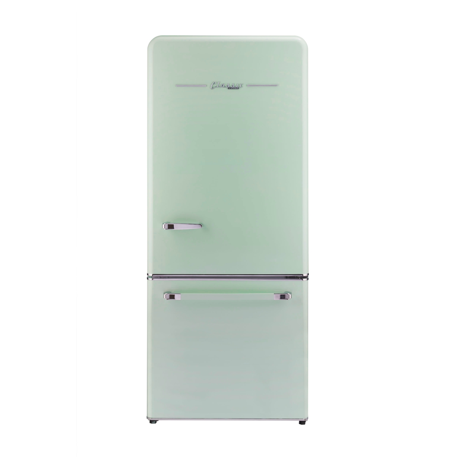 Unique Appliances&nbsp;Classic Retro 30-inch 17.7 cu. ft. Frost Free Bottom Freezer Counter Depth Refrigerator with Built-In Ice Maker in Summer Mint