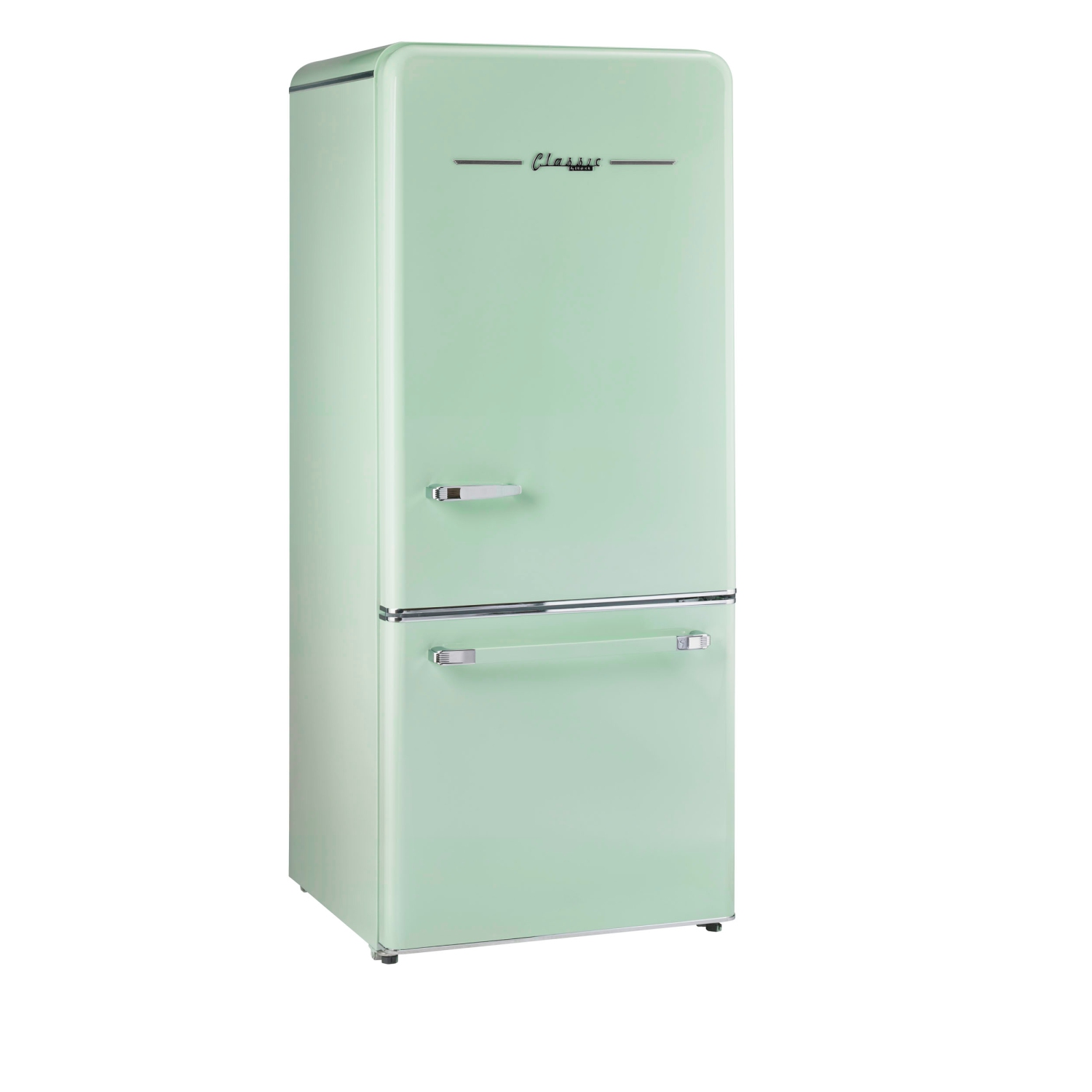 Unique Appliances Classic Retro 30-inch 17.7 cu. ft. Frost Free Bottom Freezer Counter Depth Refrigerator with Built-In Ice Maker in Summer Mint