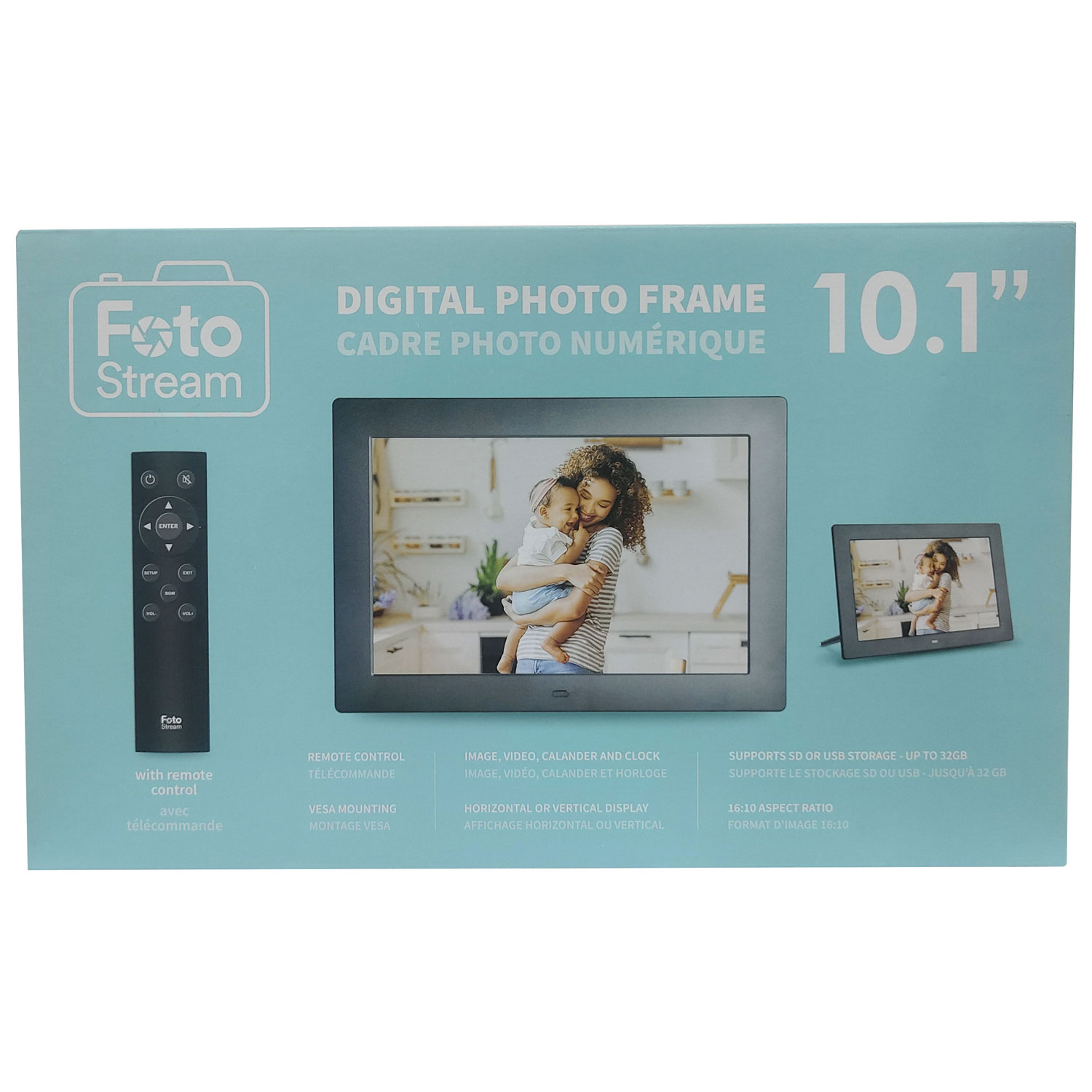 Cadre photo numérique de 10,1 po de FotoStream avec télécommande - Noir - Exclusivité Best Buy