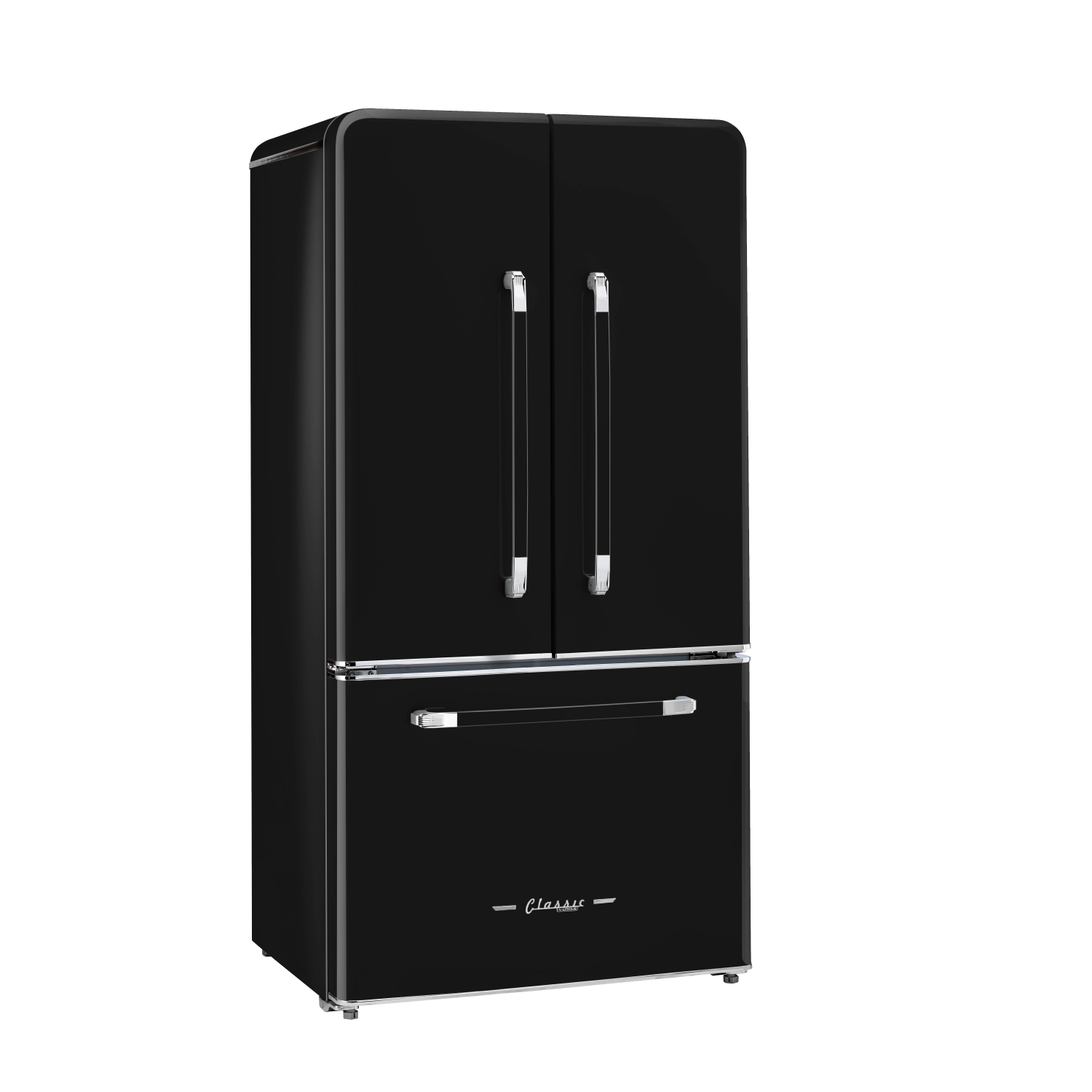 Unique Appliances Classic Retro 36-inch 21.4 cu. ft. Frost Free French Door Counter Depth Refrigerator with Built-In Ice Maker in Midnight