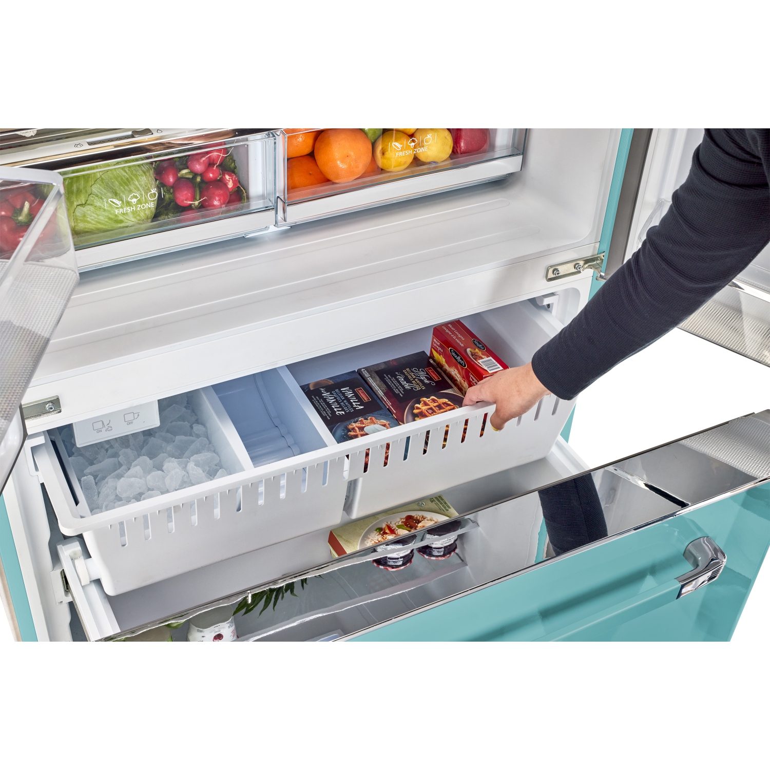 Classic Retro d'unique électroménagers de 36 po et 21,4 pi3. avec Réfrigérateur à deux portes à profondeur de comptoir sans givre avec machine à