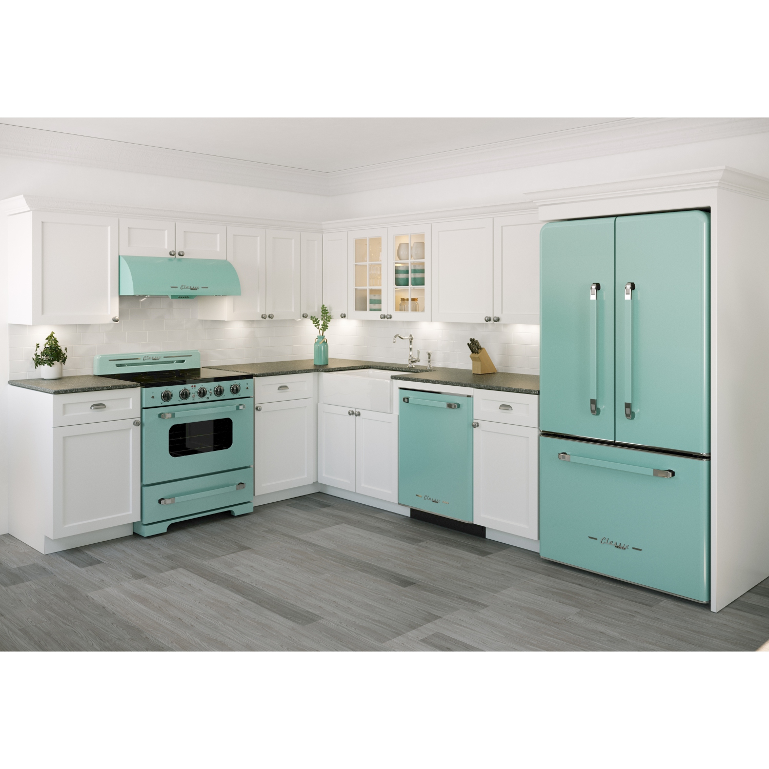 Classic Retro d'unique électroménagers de 36 po et 21,4 pi3. avec Réfrigérateur à deux portes à profondeur de comptoir sans givre avec machine à