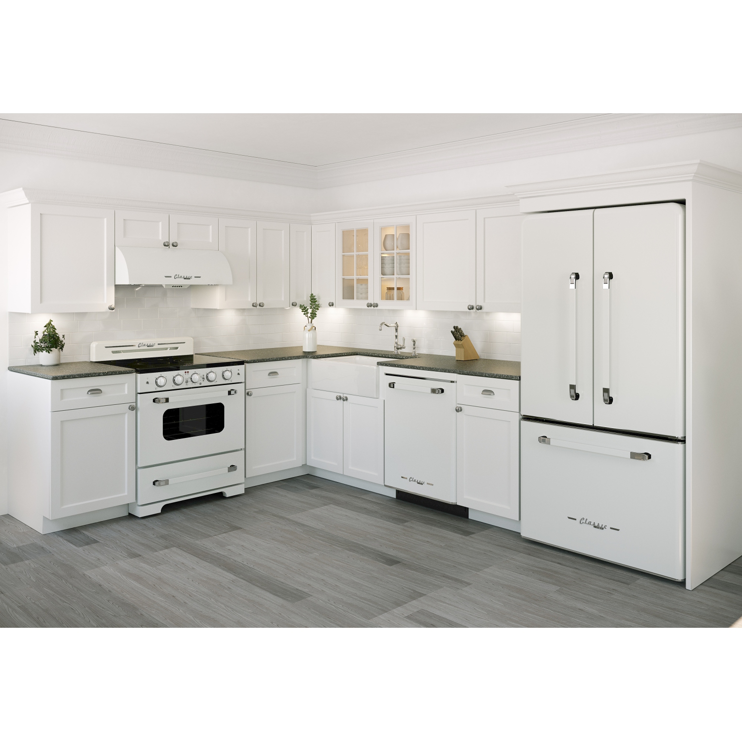 &nbsp;Classic Retro d'unique électroménagers de 36 po et 21,4 pi3. avec Réfrigérateur à deux portes à profondeur de comptoir sans givre avec machine