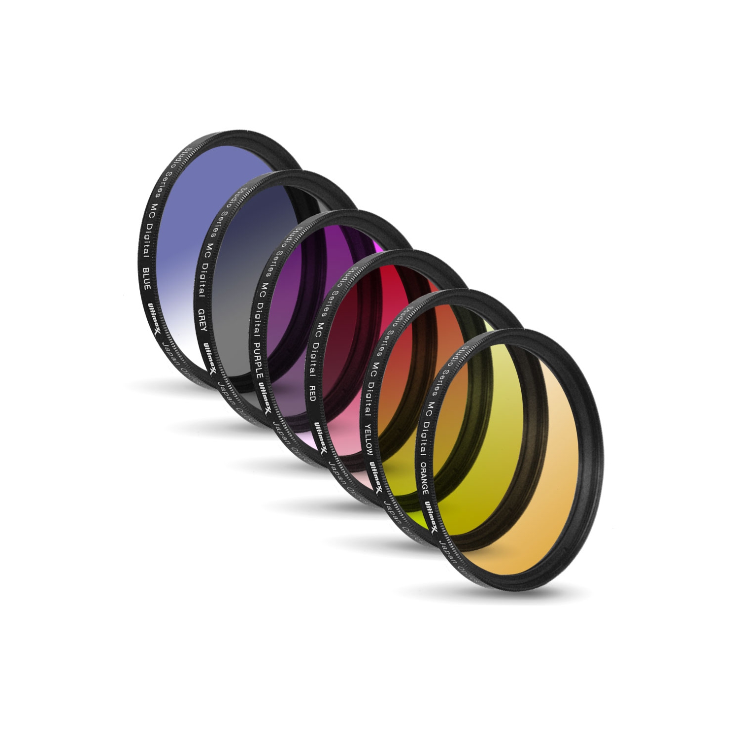 Ensemble de 6 filtres colorés professionnels multicouches avec portefeuille de 52 mm