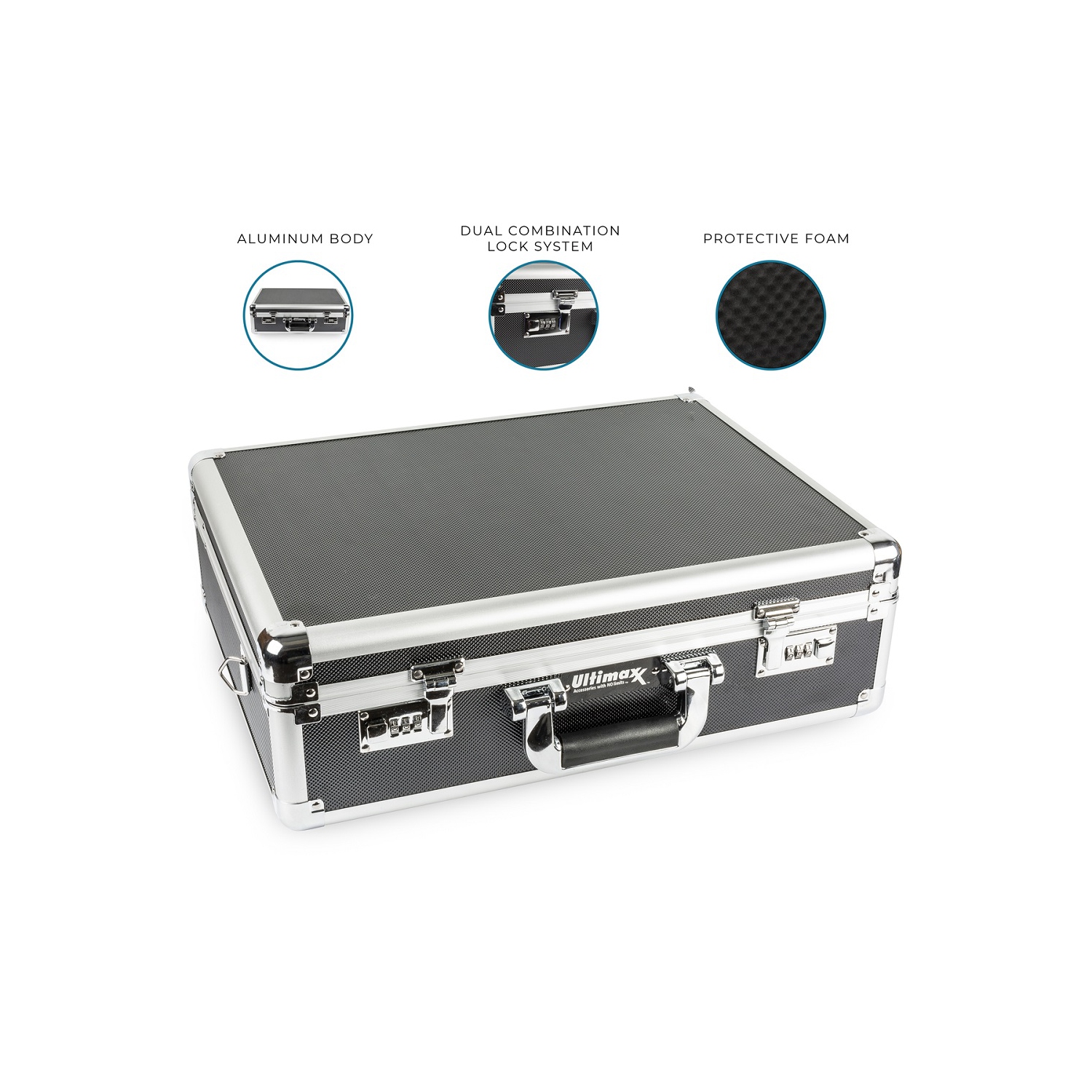 Étui en aluminium de taille moyenne en mousse personnalisable à installer soi-même avec deux cadenas combinés