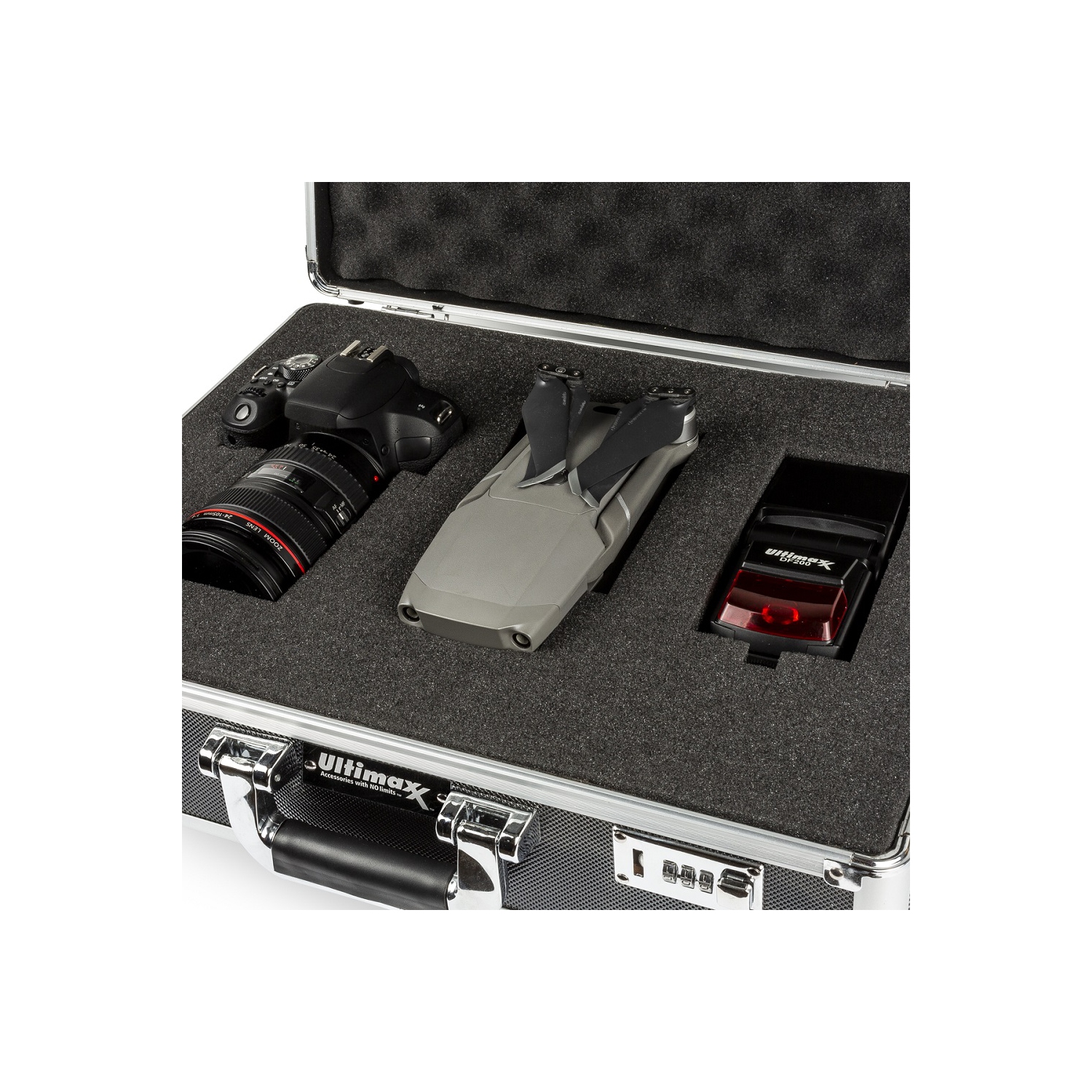 Étui en aluminium de taille moyenne en mousse personnalisable à installer soi-même avec deux cadenas combinés