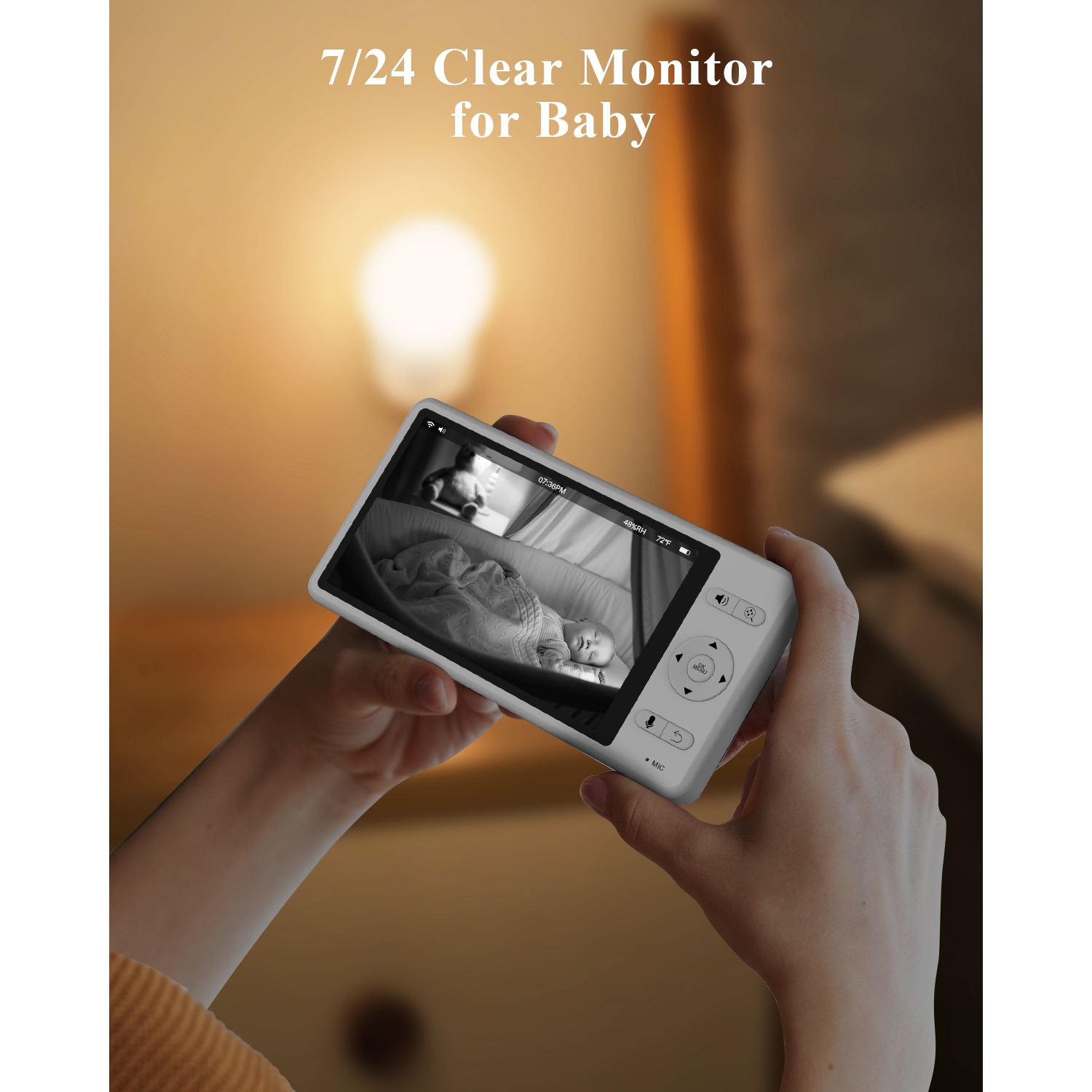 WUUK Video Baby Monitor, 5.5'' Baby Monitor with 360 PTZ Color Display with 135° Wider Viewing Angle, Night Vision, 1000ft Long Range, 2K Baby Camera