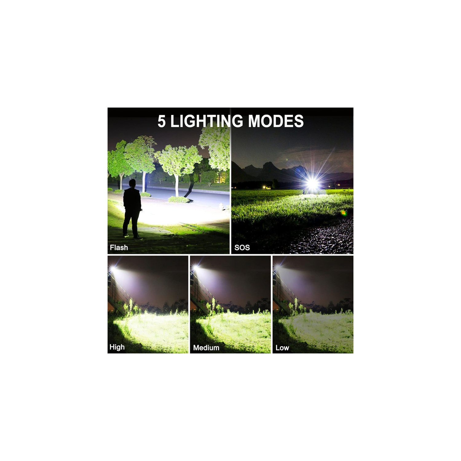 YOULIGHTS Rechargeable LED Flashlights, Super Bright Flashlight, Tactical Flashlight with 5 Modes, Zoomable, Military Grade Waterproof Flashlights