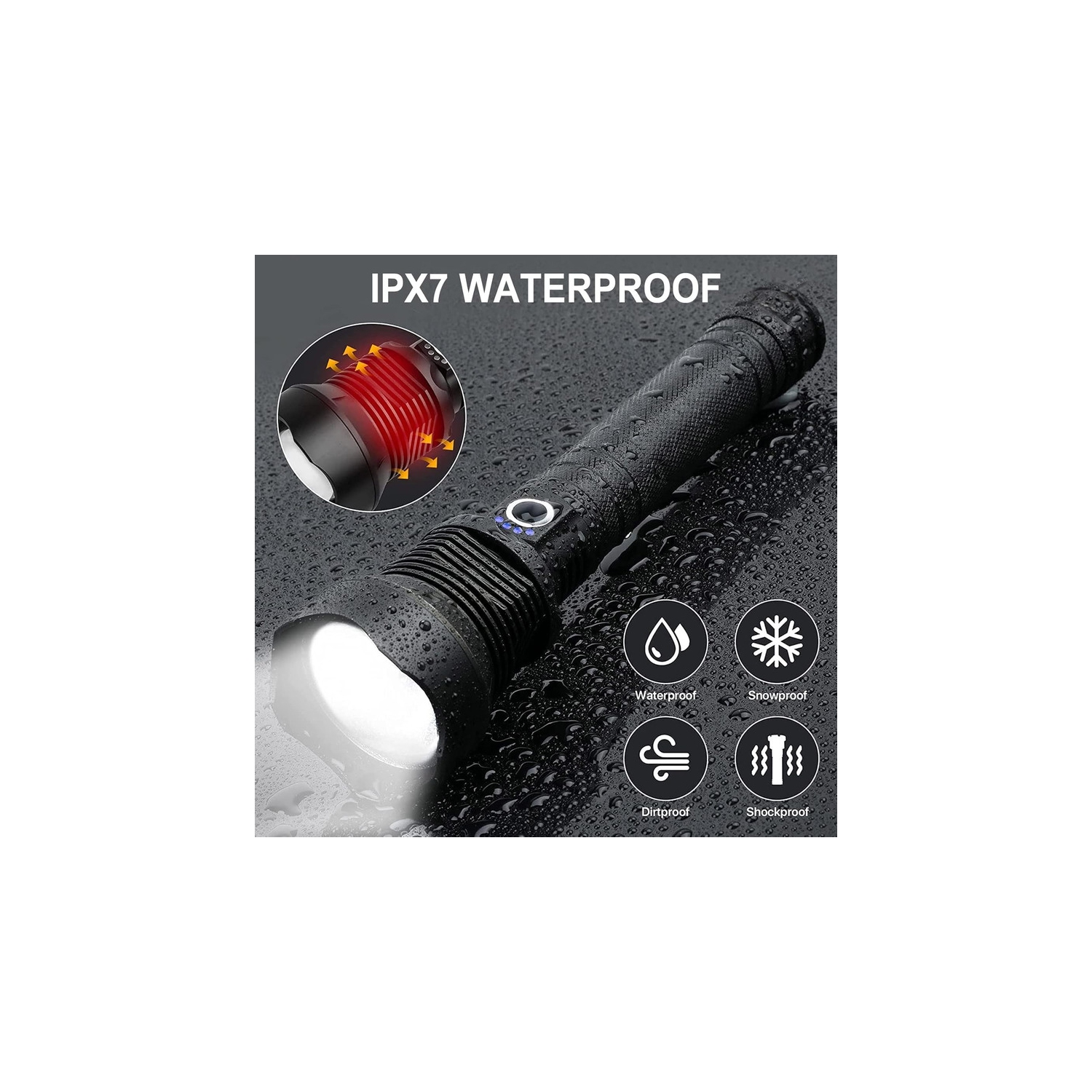 YOULIGHTS Rechargeable LED Flashlights, Super Bright Flashlight, Tactical Flashlight with 5 Modes, Zoomable, Military Grade Waterproof Flashlights