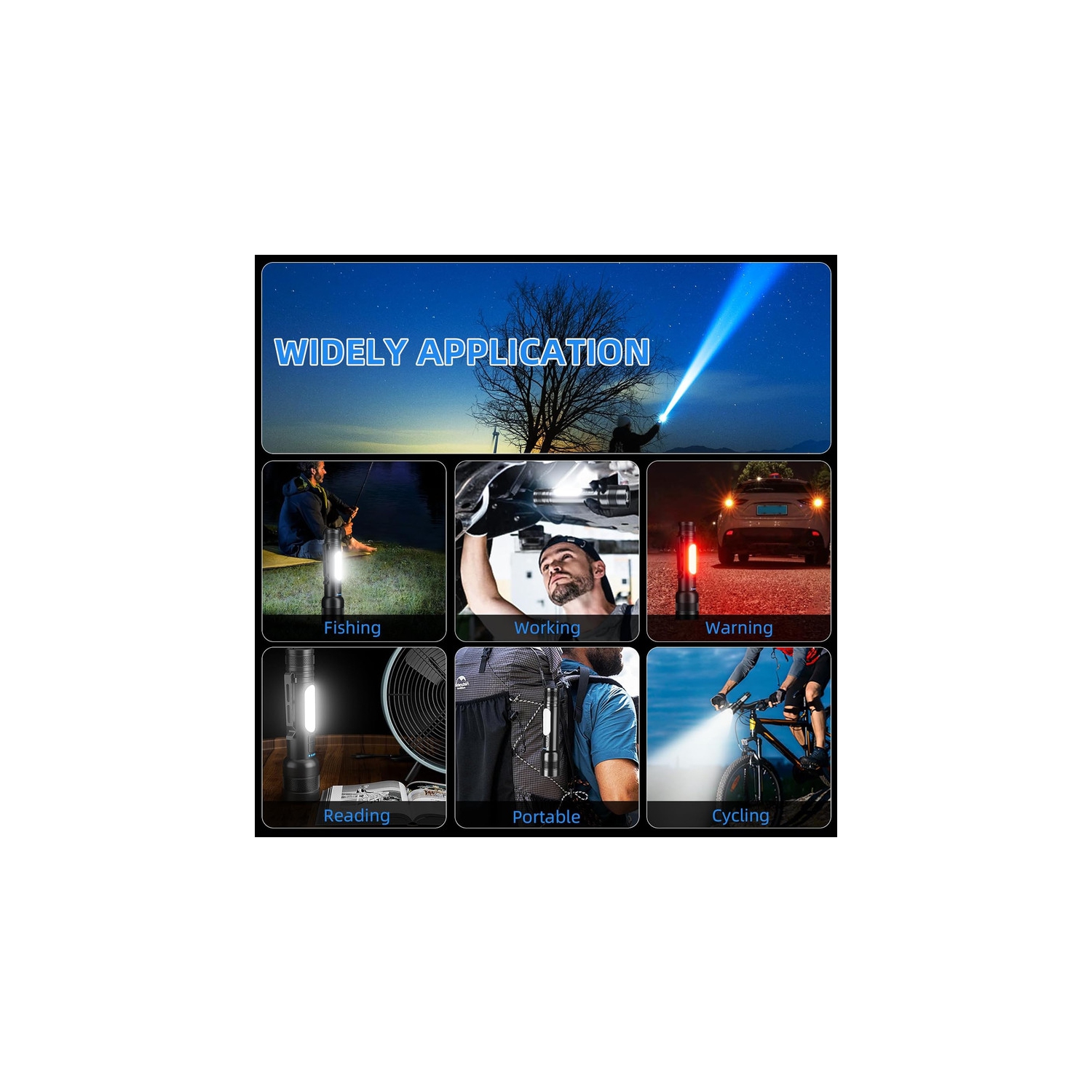 YOULIGHTS Rechargeable Flashlight, Tactical Led Flashlights with Zoomable, 8 Modes & COB Light, IPX7 Waterproof, Super Bright Flash Light for