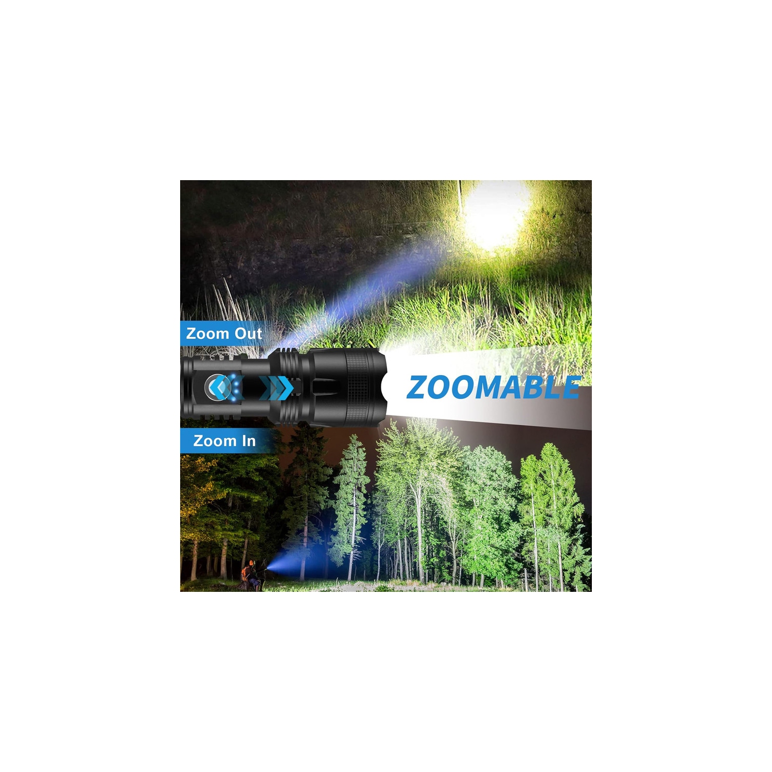 YOULIGHTS Rechargeable Flashlight, 2 Pack Super Bright LED High Lumen, USB Powerful with 5 Modes, Zoomable Waterproof Flash Light for Emergency