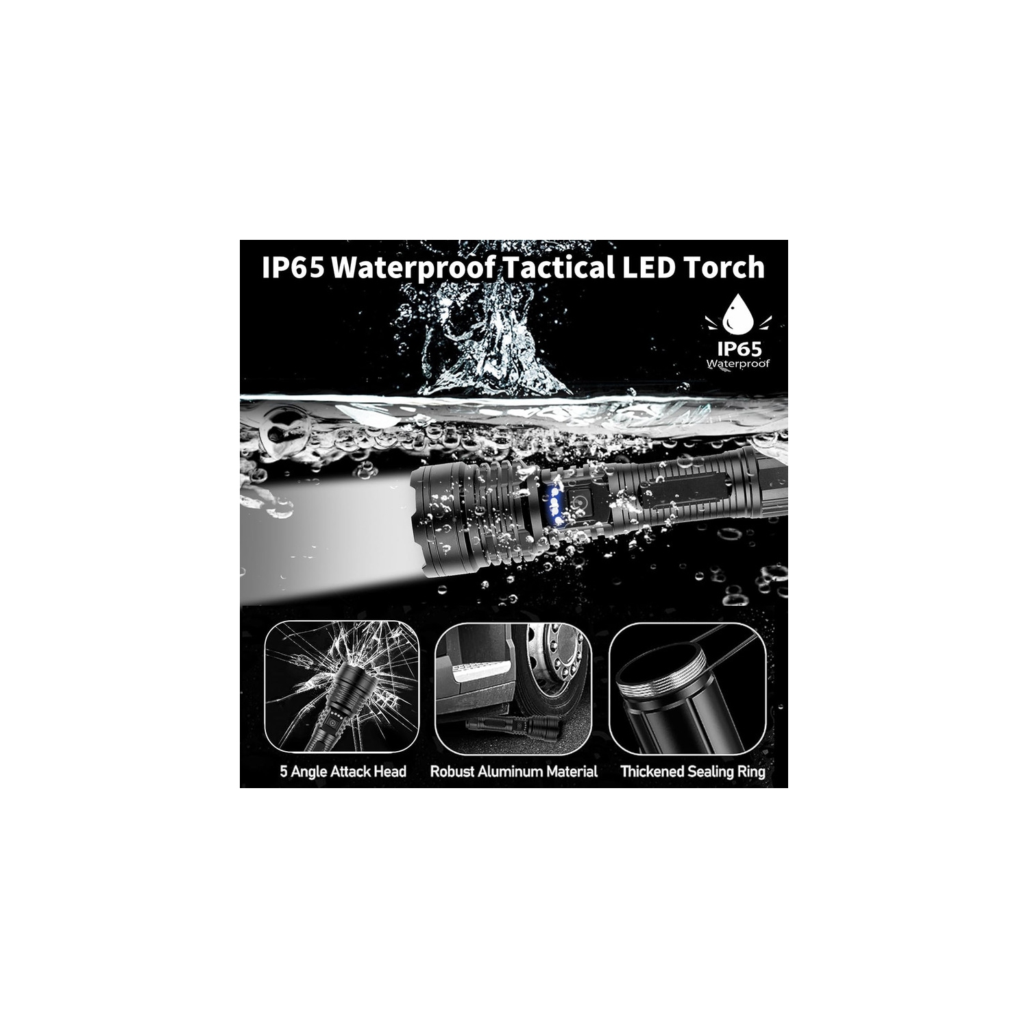 YOULIGHTS Rechargeable LED Flashlight, Type-C Charging Port, High Lumen Tactical Flashlight for Family Camping Hiking