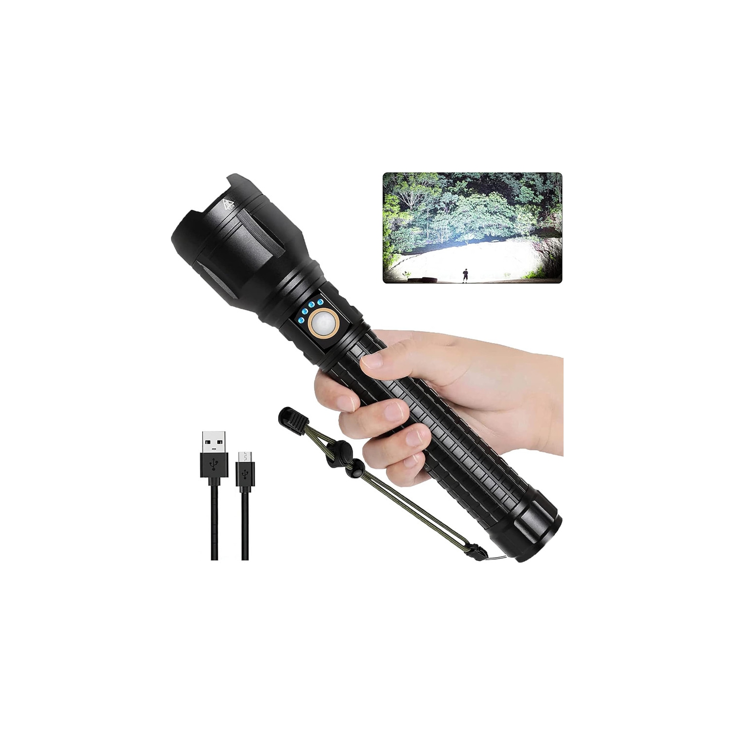 YOULIGHTS Rechargeable LED Flashlight with 5 Modes, IPX7 Waterproof Handheld Large Flash Powerful Flashlight for Outdoor, Camping and Emergency