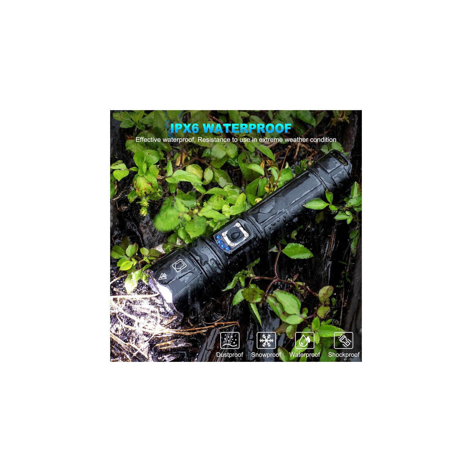 Rechargeable Flashlight, 2 Pack LED Flashlight, 12 Hours Battery Run Time, 5 Modes, IPX6 Waterproof High Power Handheld Flash Light for Outdoor,