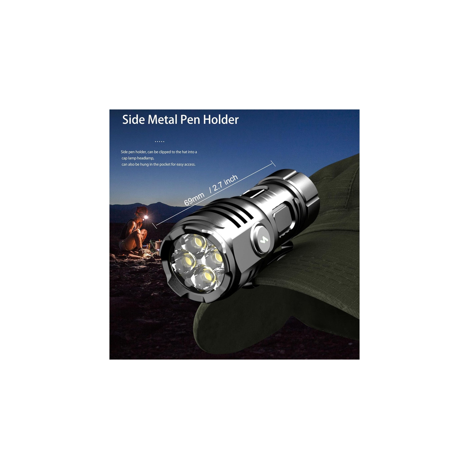 YOULIGHTS Rechargeable Flashlight Mini LED Handheld Torch, 7 Modes, 4 LED Light Beads, IPX6 Waterproof Pocket Small Flashlight for Camping, Dog