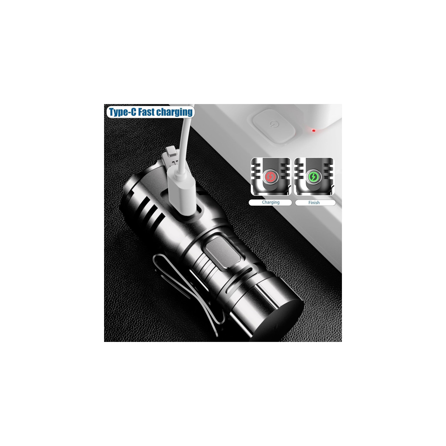 YOULIGHTS Rechargeable Flashlight Mini LED Handheld Torch, 7 Modes, 4 LED Light Beads, IPX6 Waterproof Pocket Small Flashlight for Camping, Dog