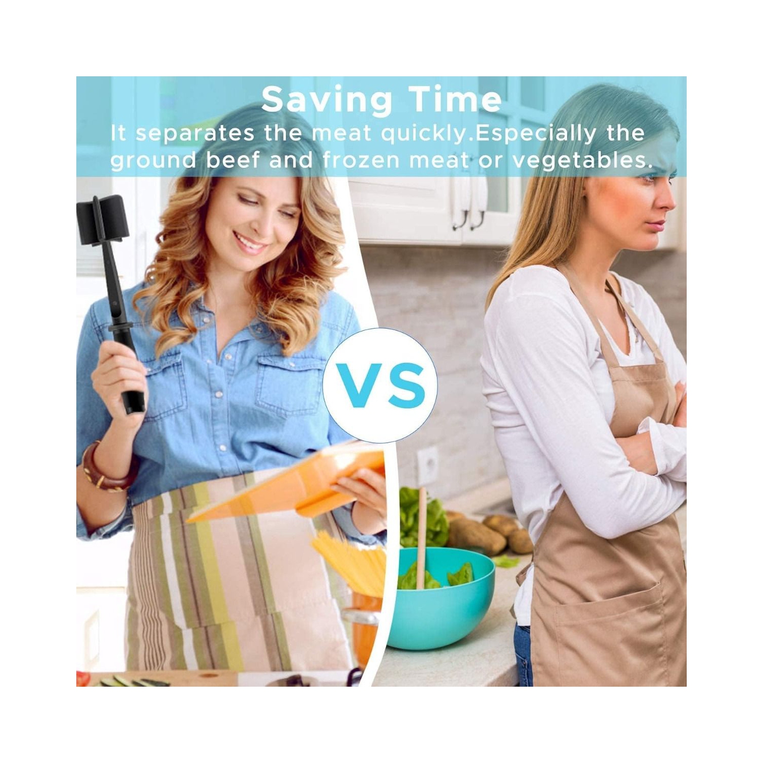 Meat Chopper, Heat Resistant Meat Masher for Ground Beef, Hamburger Meat, Nylon Hamburger Chopper, Ground Meat Smasher Ground Beef Chopper, Mix and