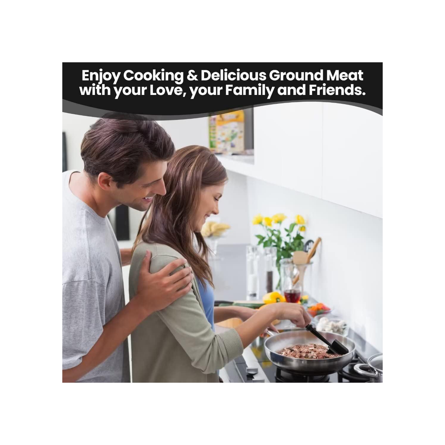 Meat Chopper, Heat Resistant Meat Masher for Ground Beef, Hamburger Meat, Nylon Hamburger Chopper, Ground Meat Smasher Ground Beef Chopper, Mix and