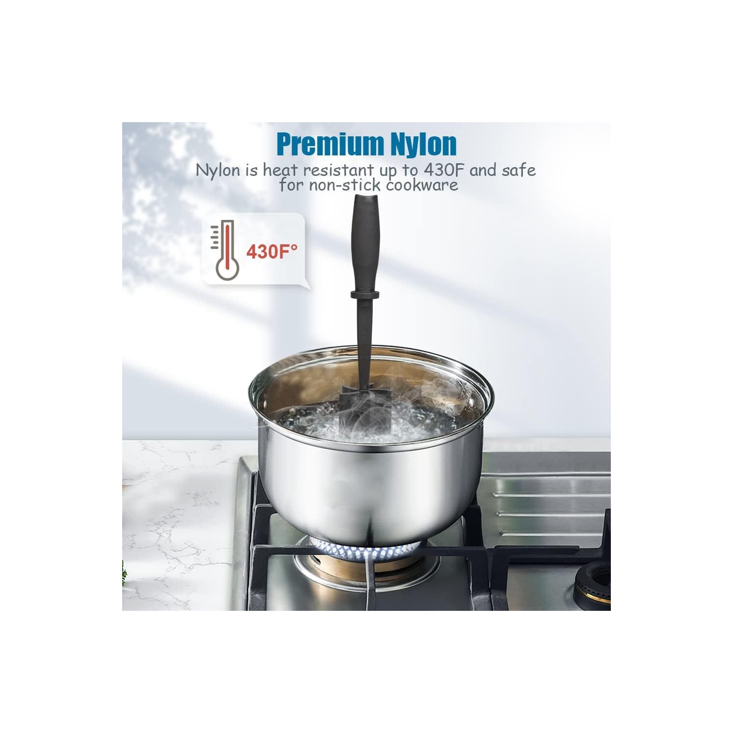 Meat Chopper, Heat Resistant Meat Masher for Ground Beef, Hamburger Meat, Nylon Hamburger Chopper, Ground Meat Smasher Ground Beef Chopper, Mix and