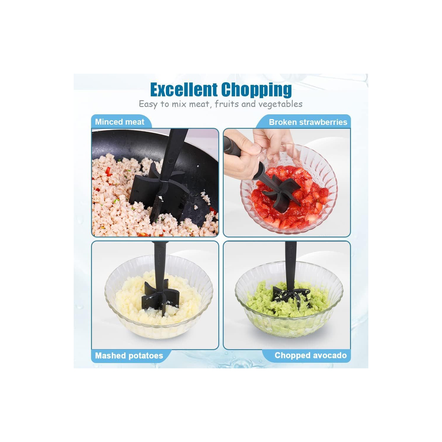 Meat Chopper, Heat Resistant Meat Masher for Ground Beef, Hamburger Meat, Nylon Hamburger Chopper, Ground Meat Smasher Ground Beef Chopper, Mix and