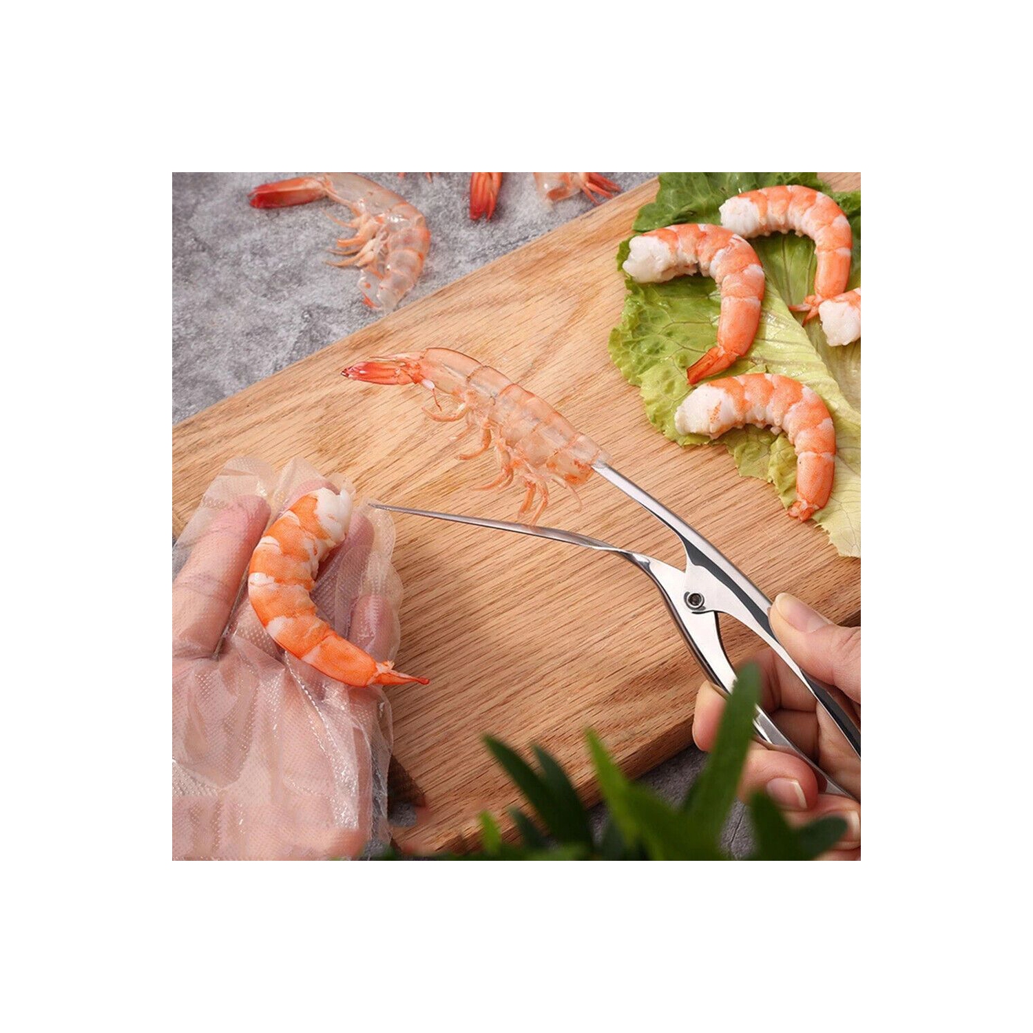 Crevettes à éplucher en acier inoxydable, nettoyant à crevettes professionnel et outil à café, nettoyant à sheller de fruits de mer de qualité