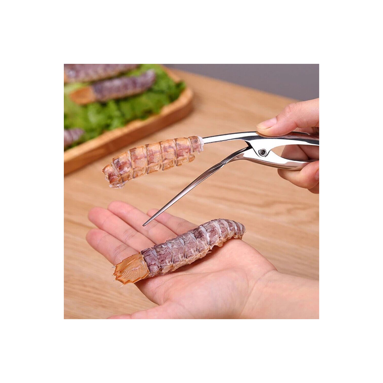 Crevettes à éplucher en acier inoxydable, nettoyant à crevettes professionnel et outil à café, nettoyant à sheller de fruits de mer de qualité