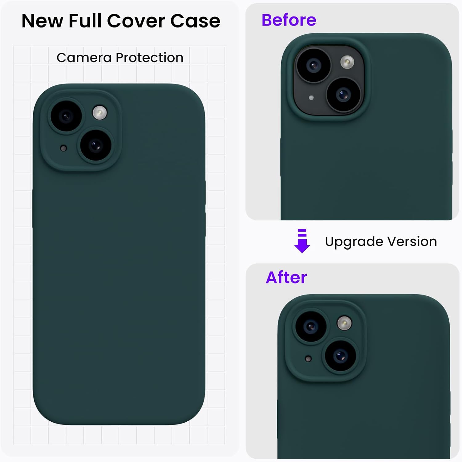 ORNARTO Designed for iPhone 15 Case with 2X Screen Protector, Liquid Silicone Gel Rubber Cover [Upgraded Camera Protection], Shockproof Protective