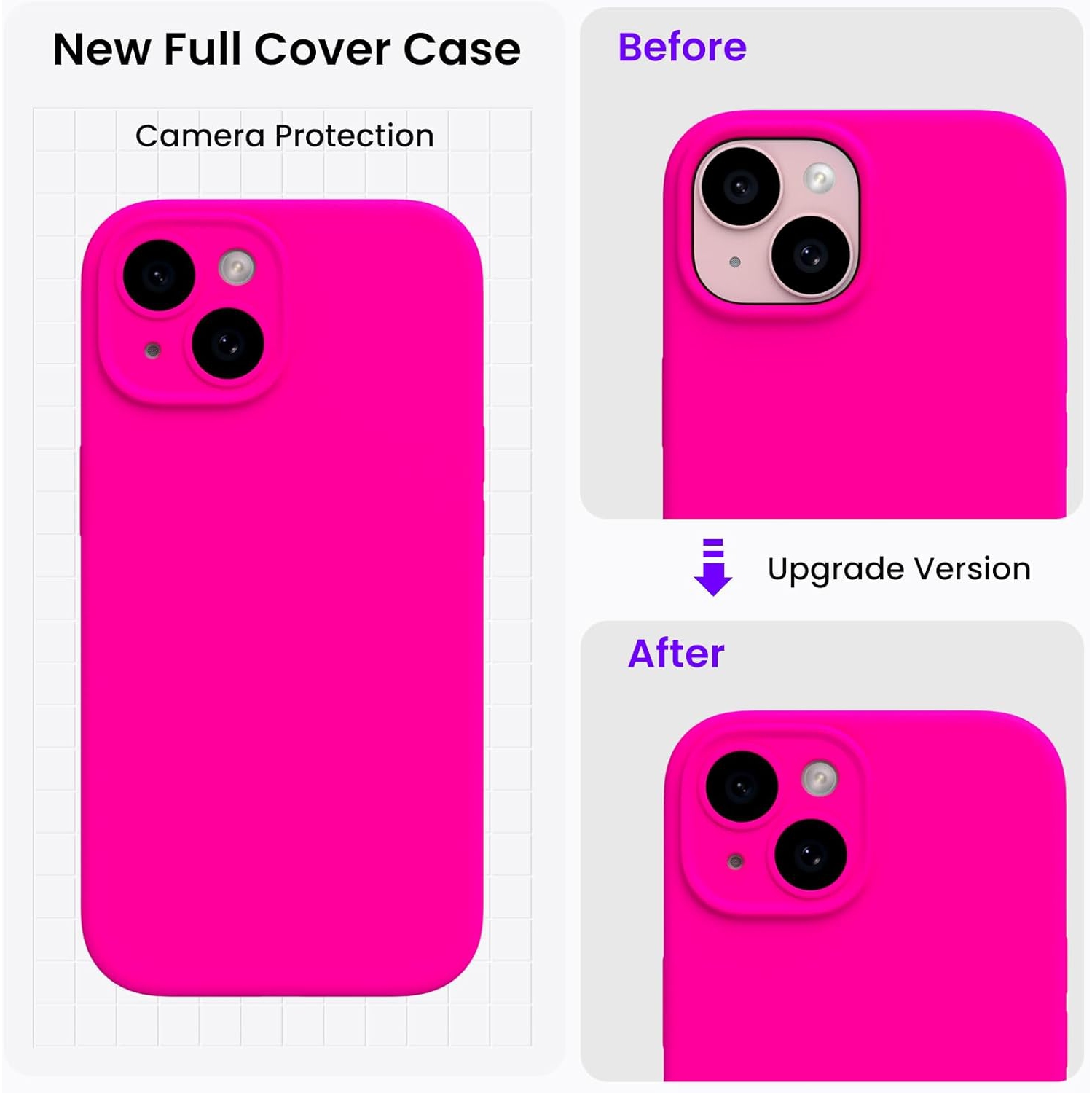 ORNARTO Designed for iPhone 15 Case with 2X Screen Protector, Liquid Silicone Gel Rubber Cover [Upgraded Camera Protection], Shockproof Protective