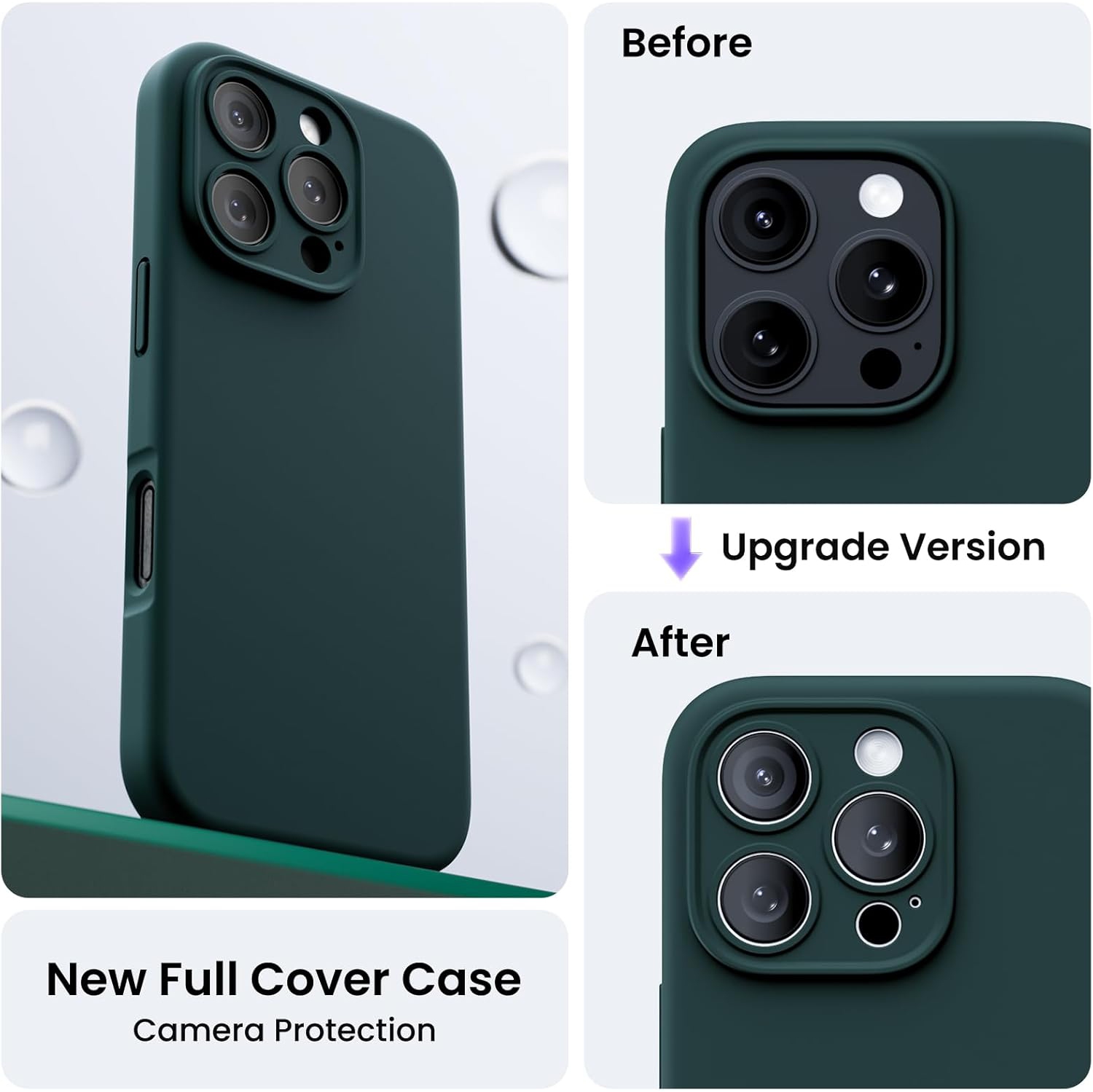 ORNARTO Compatible with iPhone 16 Pro Case with 2 x Screen Protector,Shockproof Liquid Silicone Gel Rubber Cover,Drop Protection Phone Case 6.3"